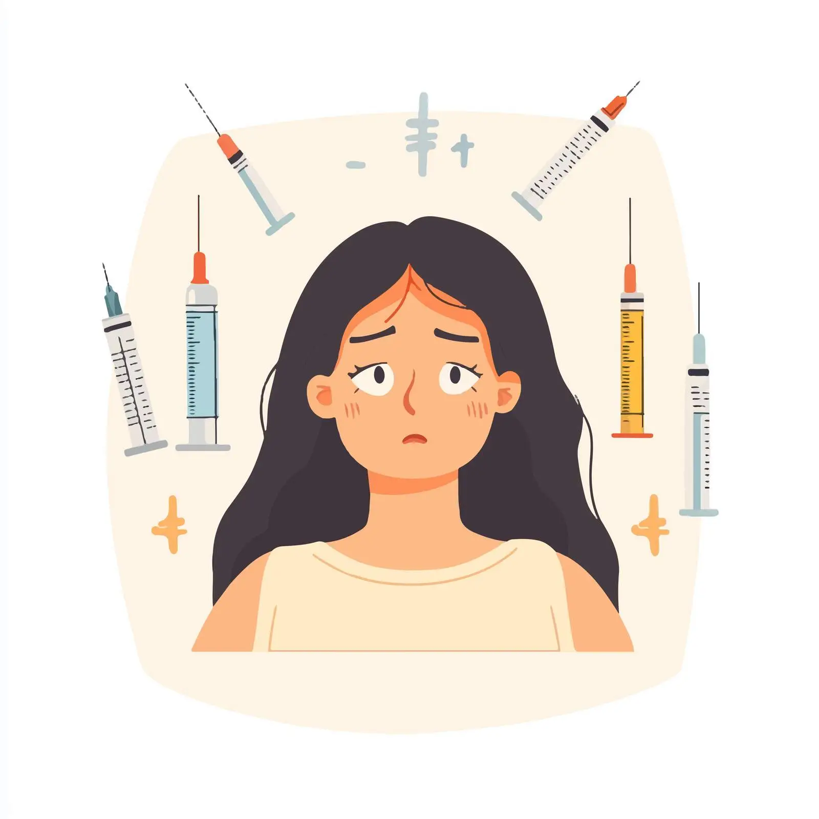 Anxious Girl Scared of Needles and Syringes – free nervousness image from Dotvec