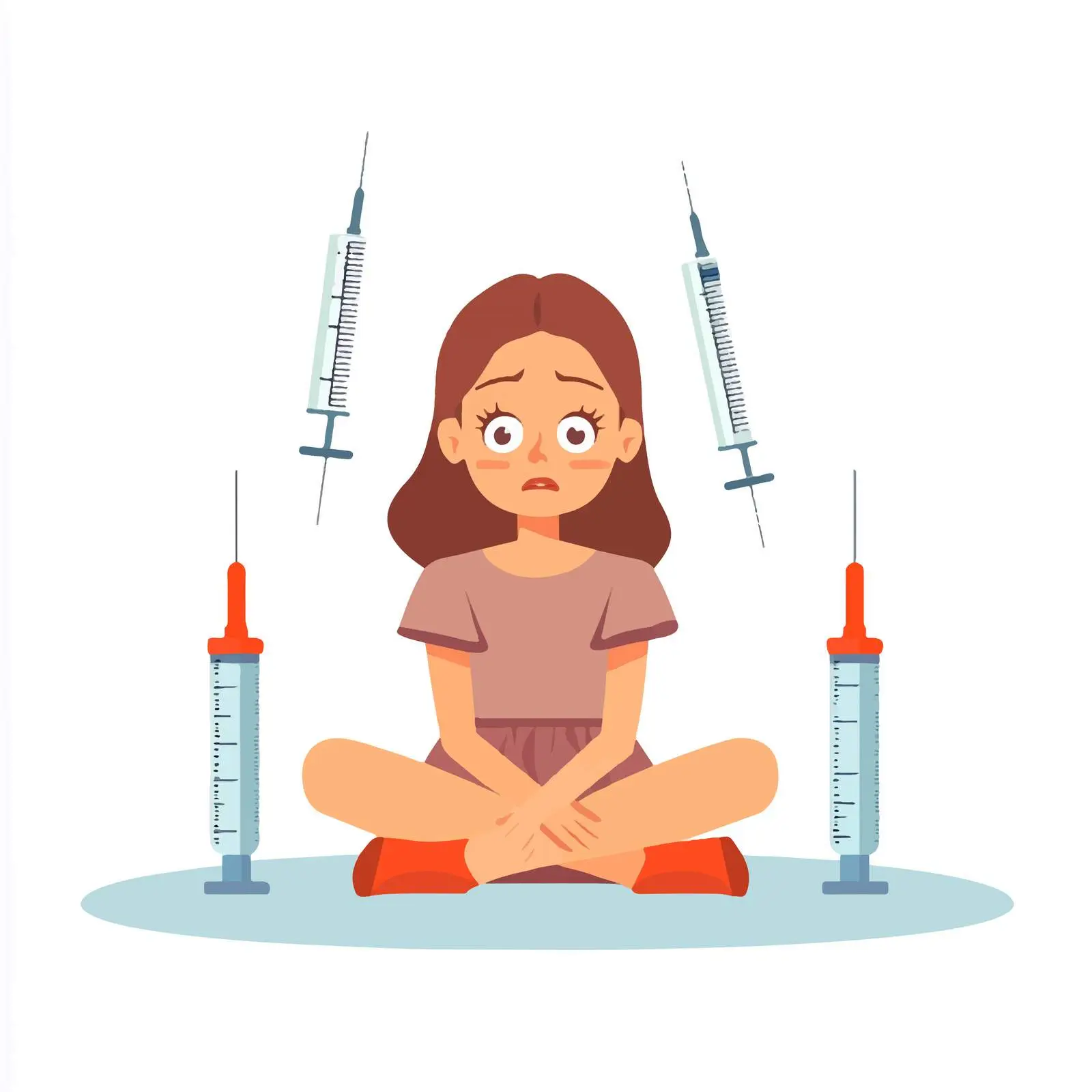 Anxious Girl Afraid of Needles and Syringes — free download from Dotvec