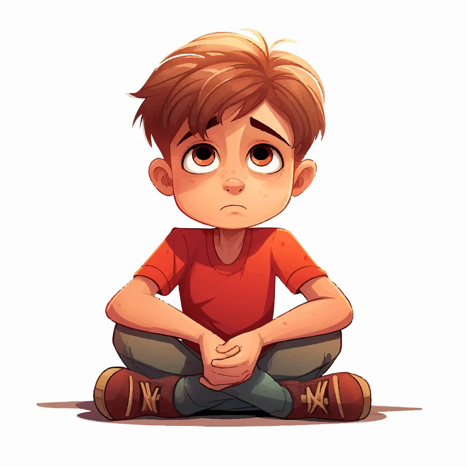 Upset Child Sitting with Crossed Arms Vector — free download from Dotvec
