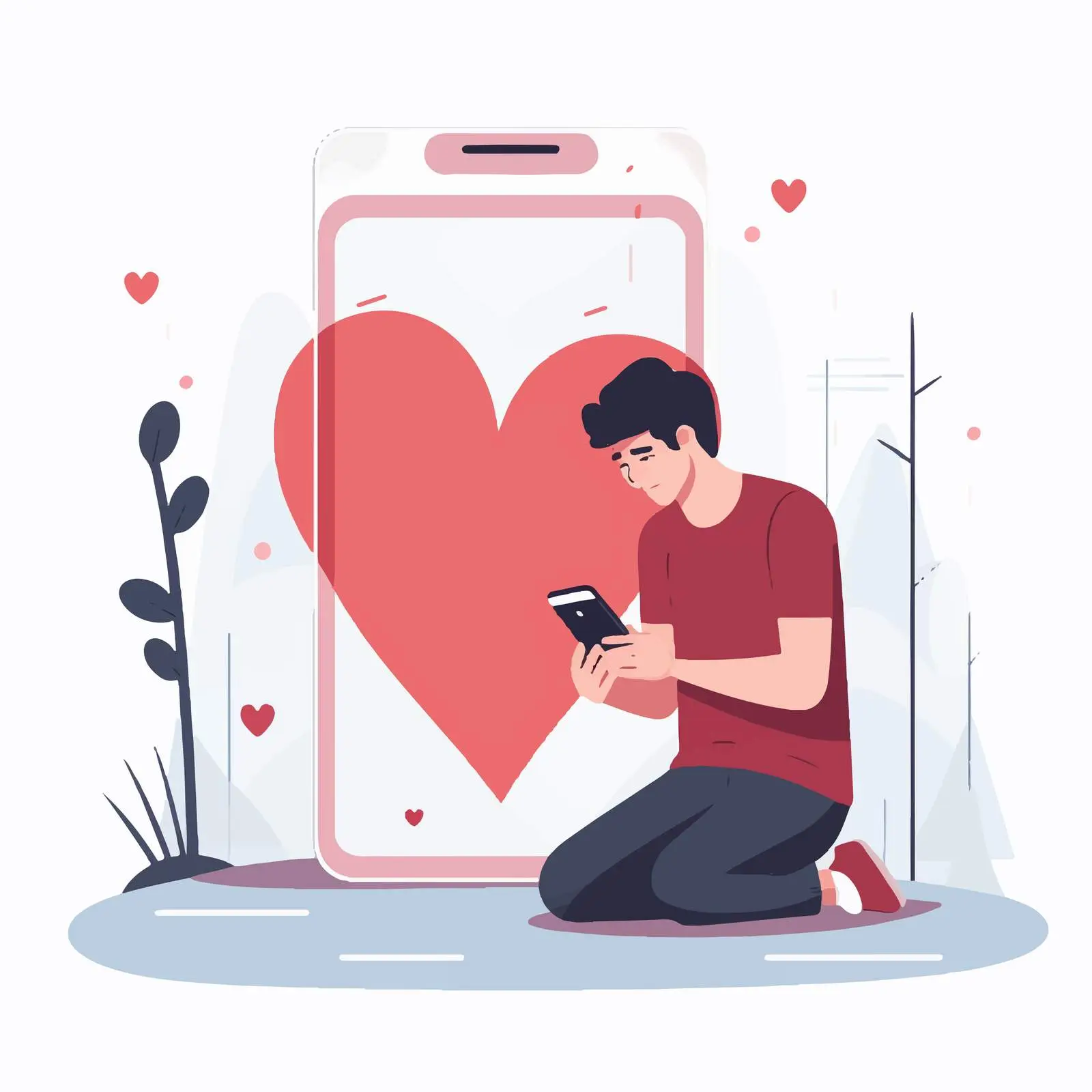 Upset Male with Broken Heart Using Smartphone — free download from Dotvec