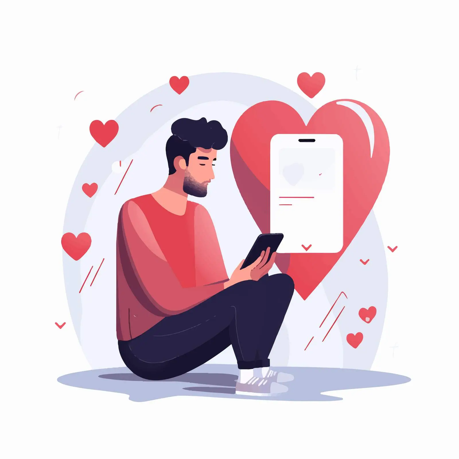 Upset Male with Broken Heart and Smartphone — free download from Dotvec