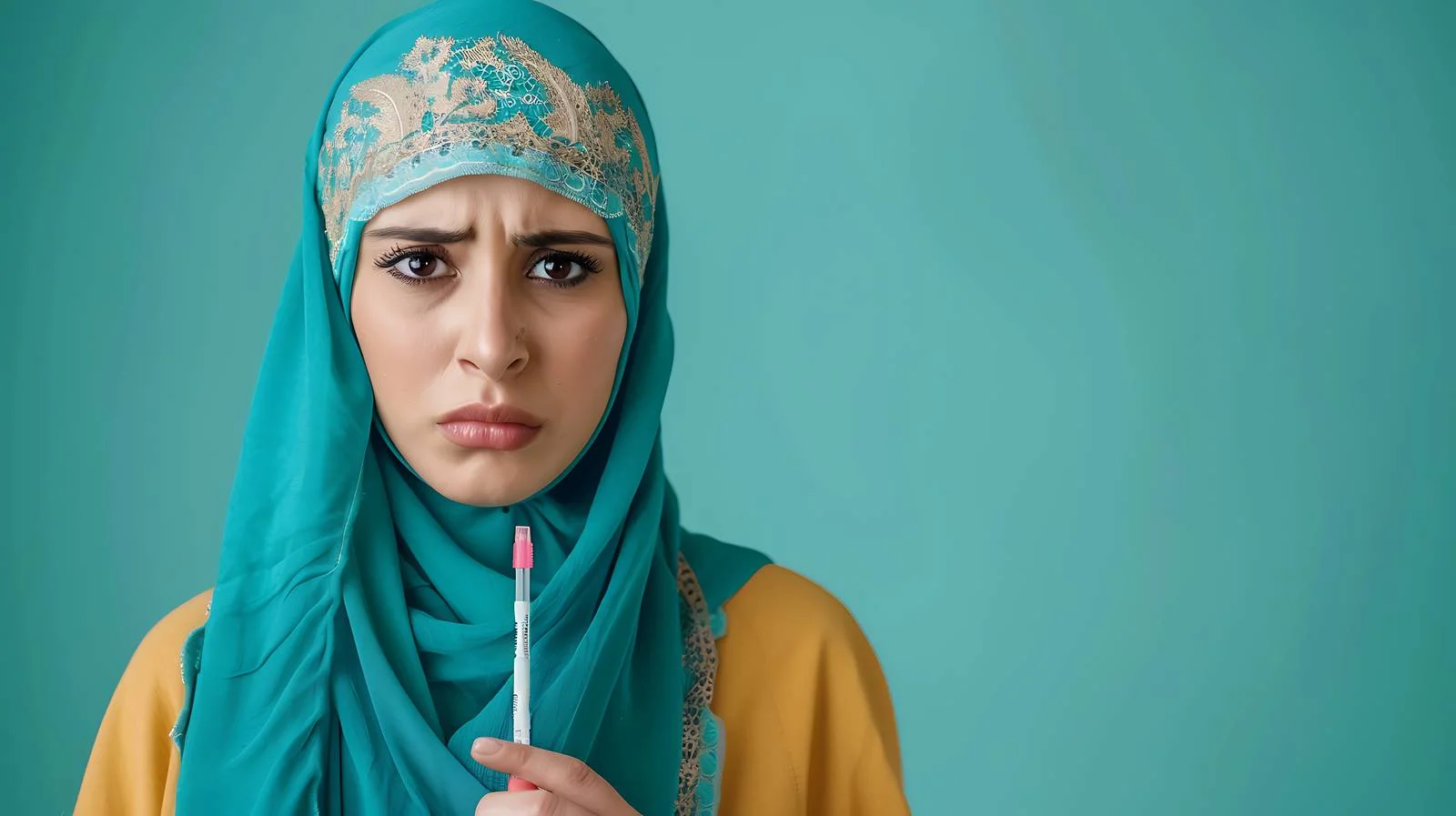 Distraught Muslim Woman Pregnancy Test Image — free download from Dotvec