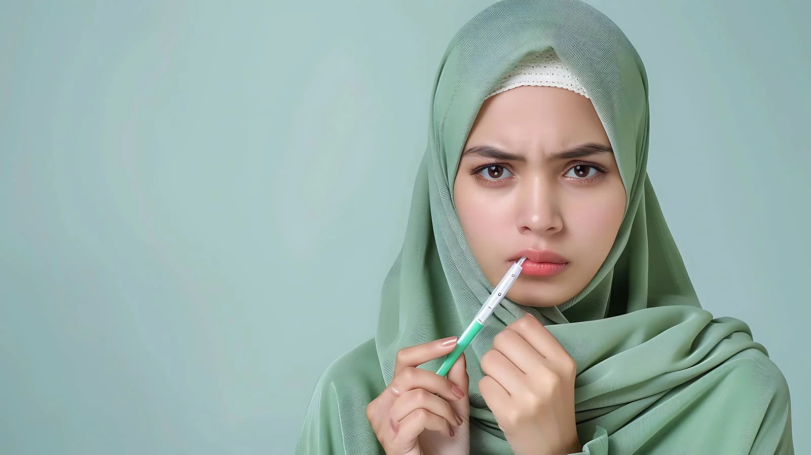 Distressed Muslim Woman Pregnancy Test Image — free download from Dotvec
