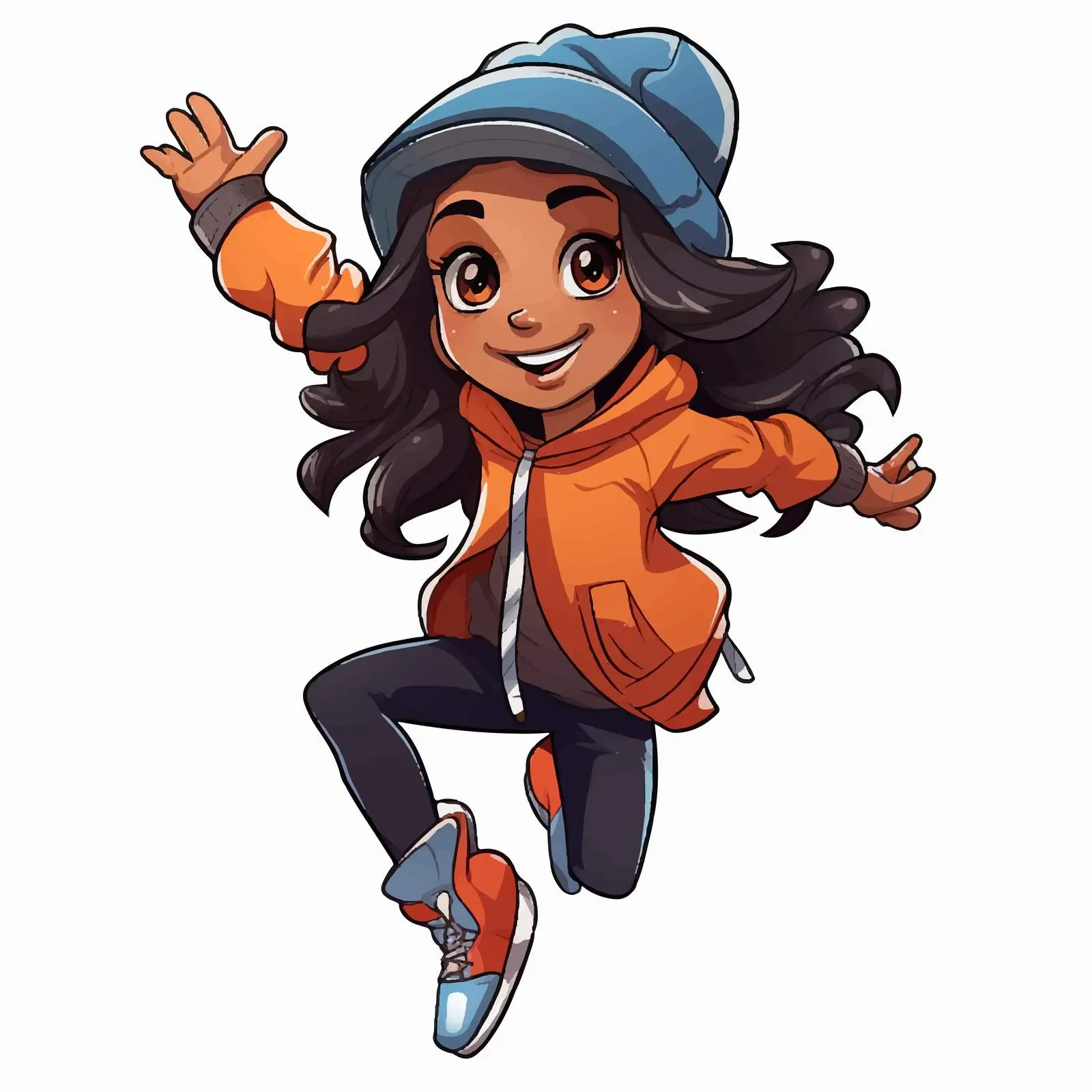 Urban Girl in Hoodie Jumping Illustration — free download from Dotvec