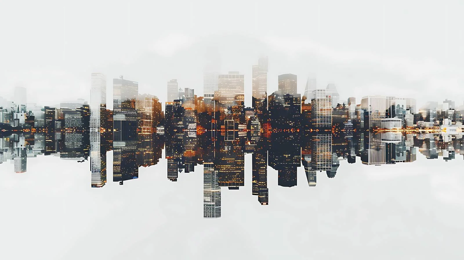 Cityscape Reflection on White Background — free download from Dotvec