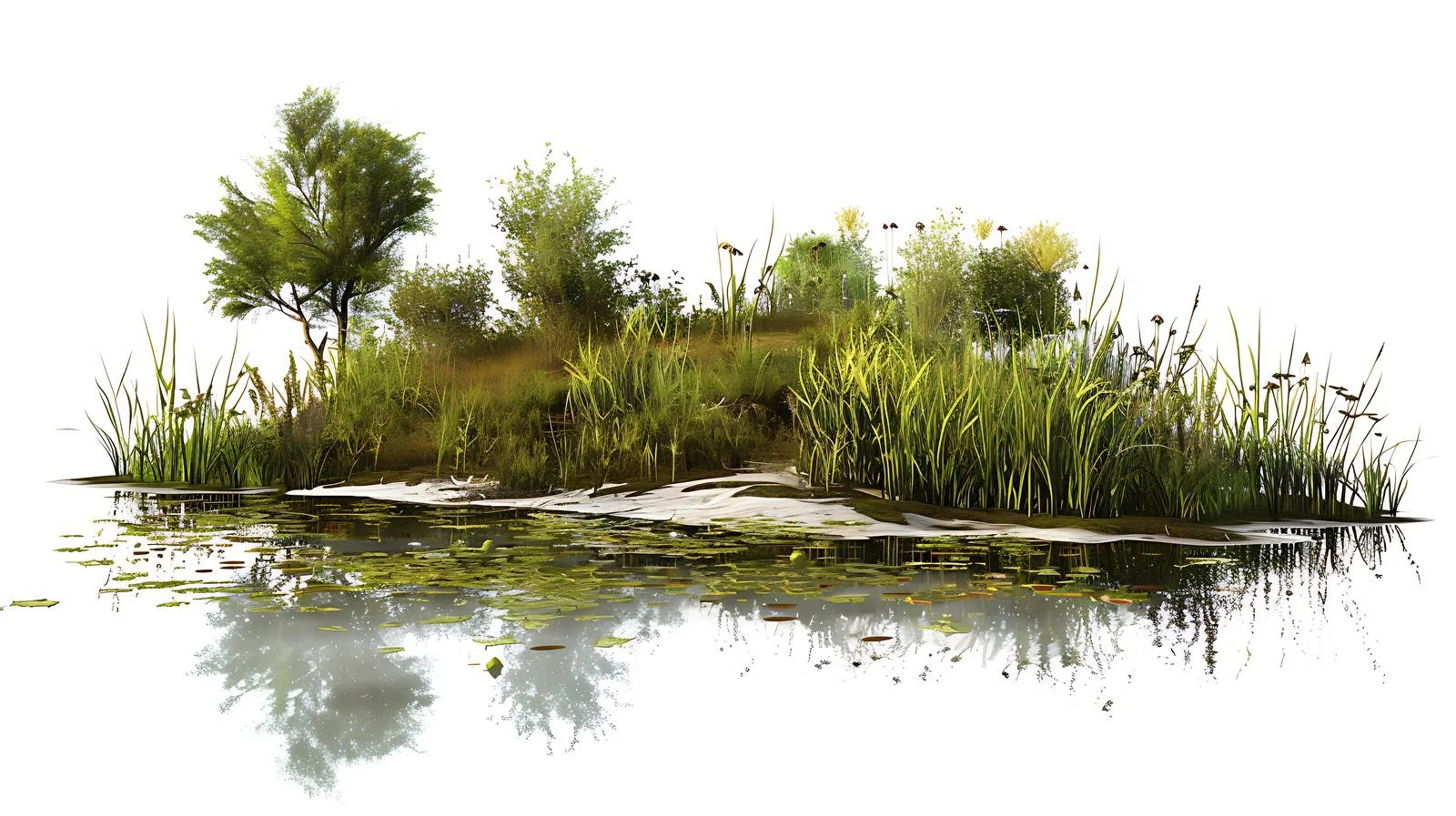 Urban Wetland White Background Oasis — free download from Dotvec