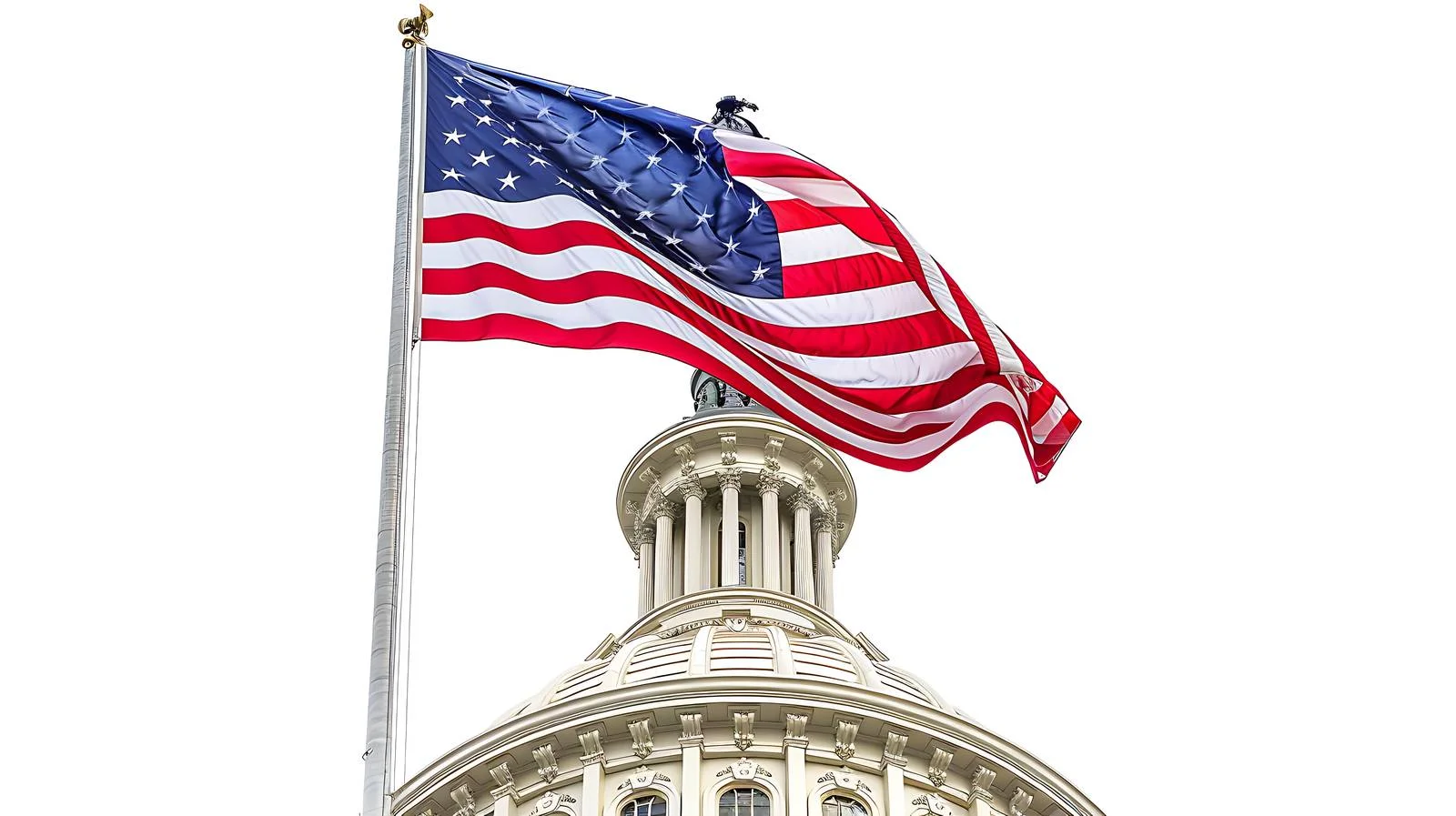 US Capitol dome under dramatic American flag — free download from Dotvec