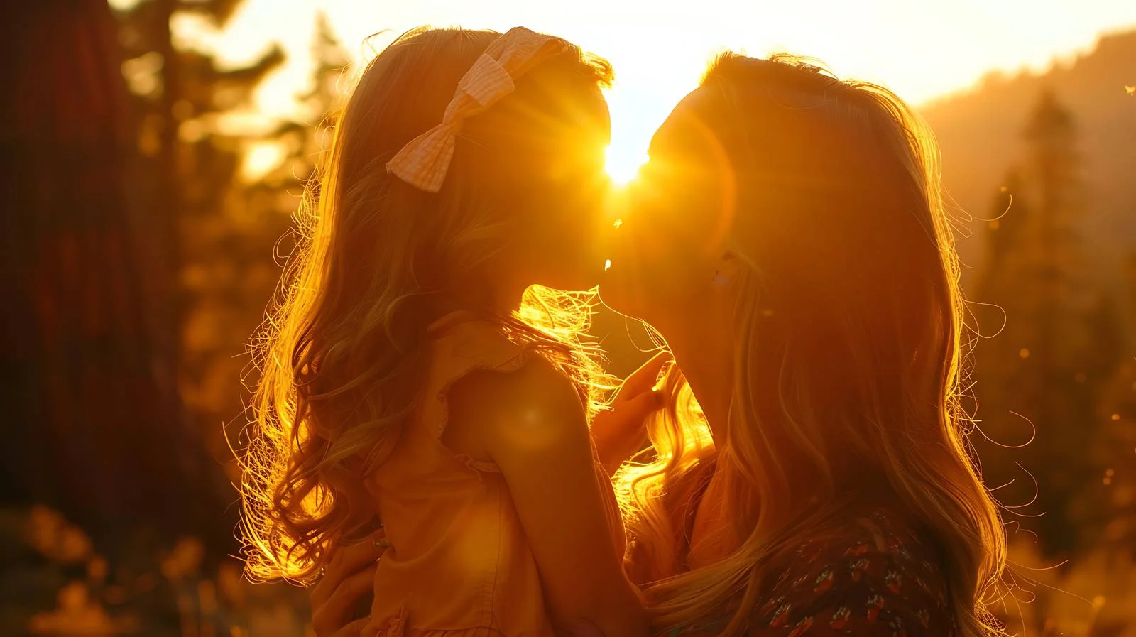 Admiring nature: Woman kissing Sequoia at park — free download from Dotvec