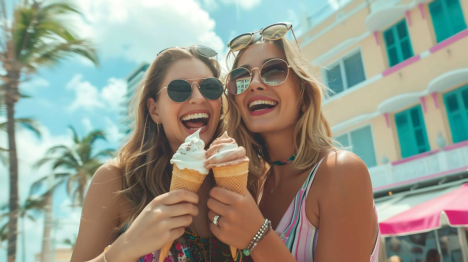 Joyful Females Enjoying Miami Beach Sunset — free download from Dotvec