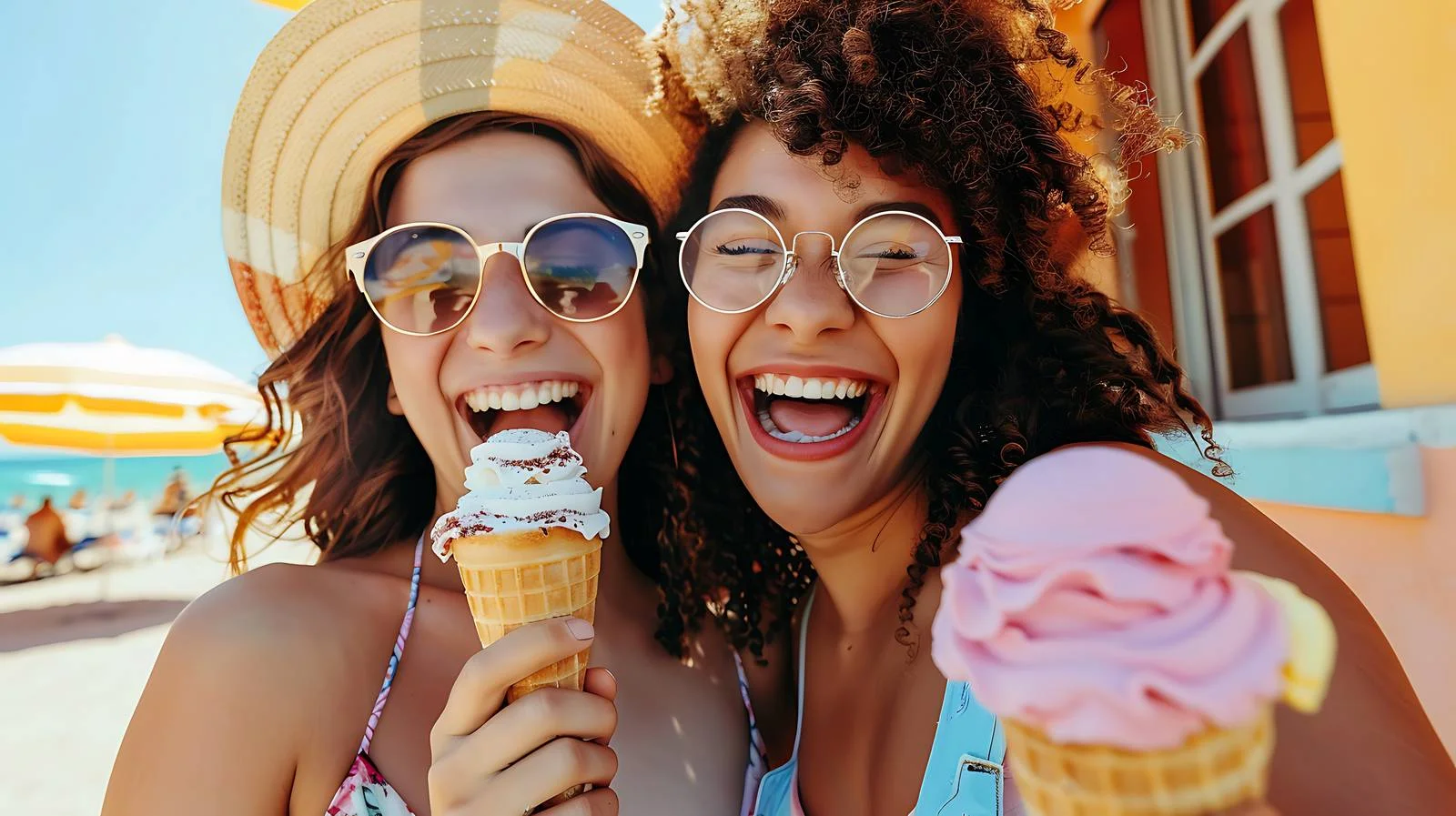 Beachside Happiness: Two Female Friends Smiling — free download from Dotvec