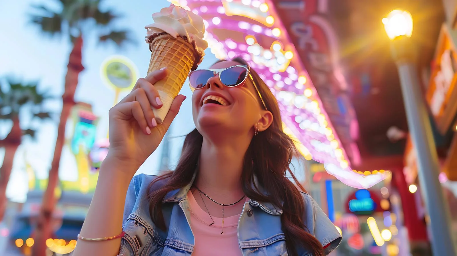 Young Woman Enjoying Ice Cream in Las Vegas — free download from Dotvec