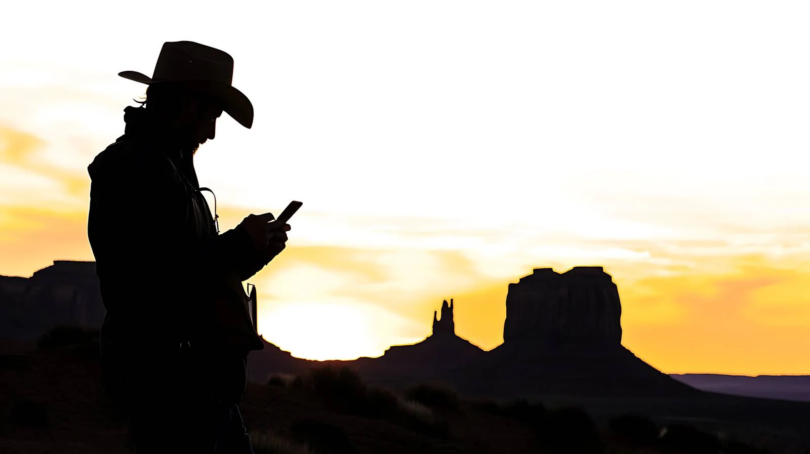 Silhouette in Monument Valley with Cowboy – free utah image from Dotvec