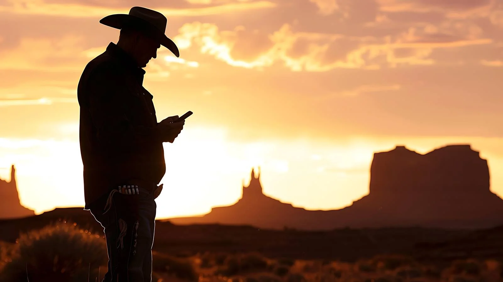 Monument Valley Man Cowbow Silhouette — free download from Dotvec