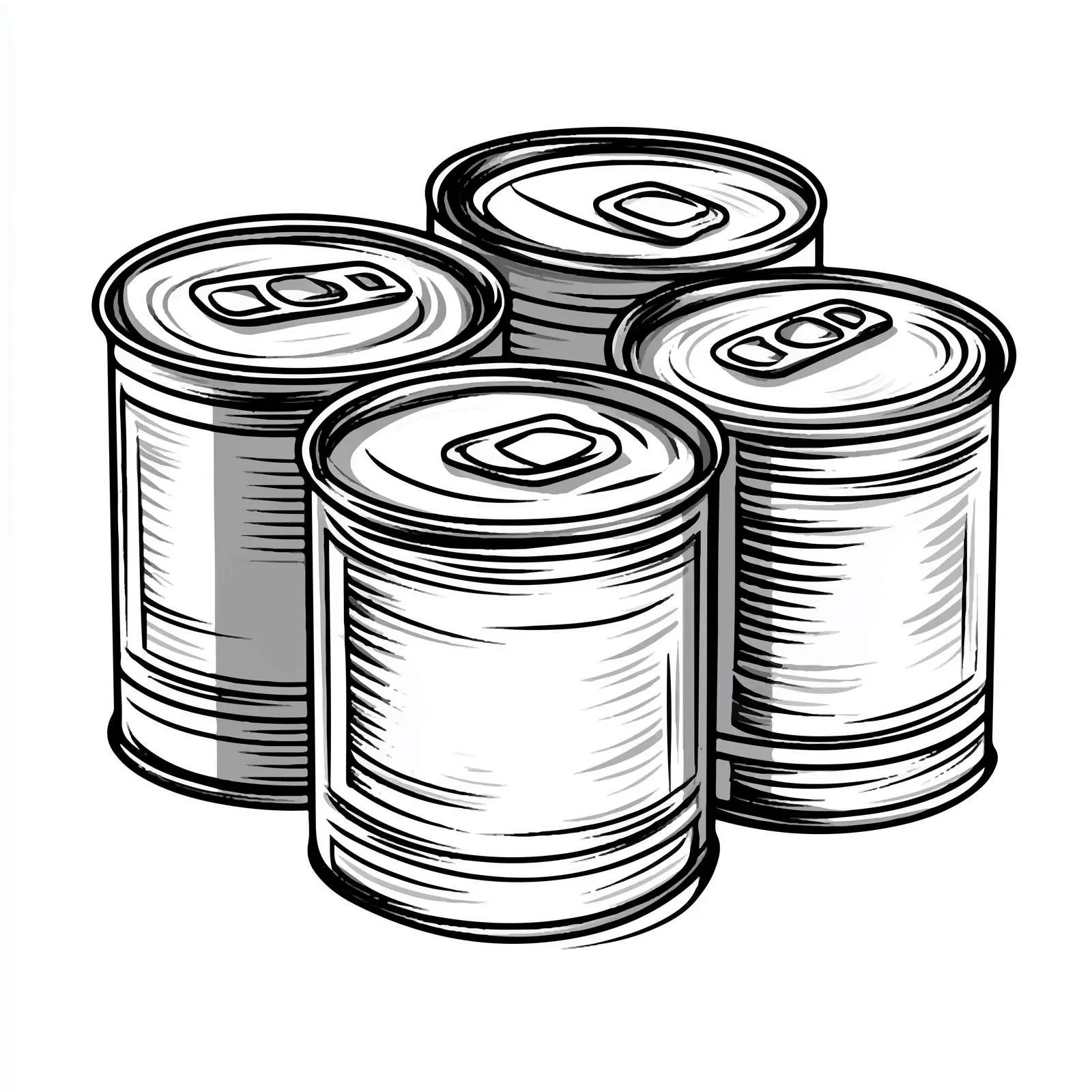 Black and White Cartoon Tin Cans Vector – free tin cans image from Dotvec
