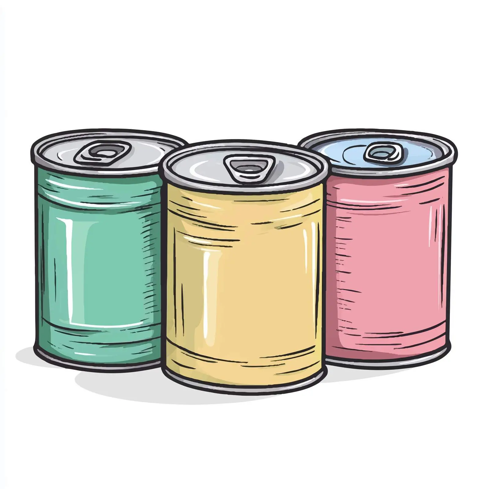 Hand-Drawn Cartoon Vector of Used Tin Cans – free tin cans image from Dotvec