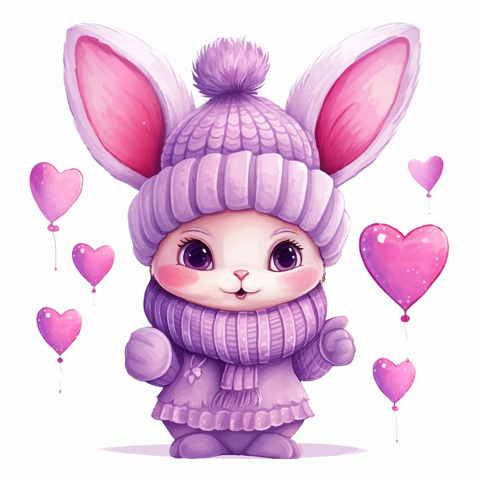 Cute Cartoon Rabbit Valentine's Day Card — free download from Dotvec
