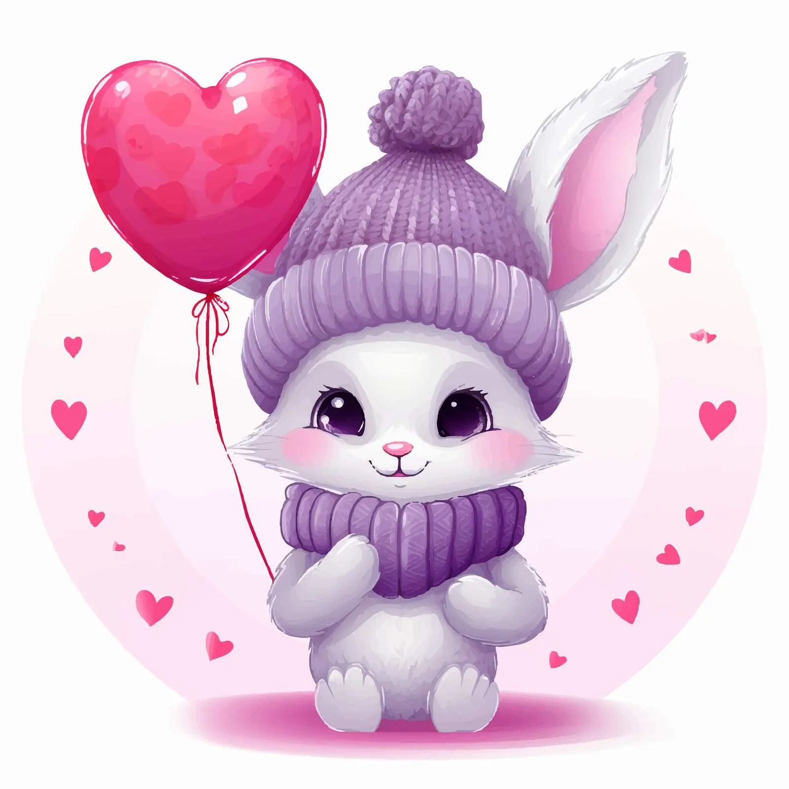 Cute Cartoon Rabbit Valentine's Day Card — free download from Dotvec
