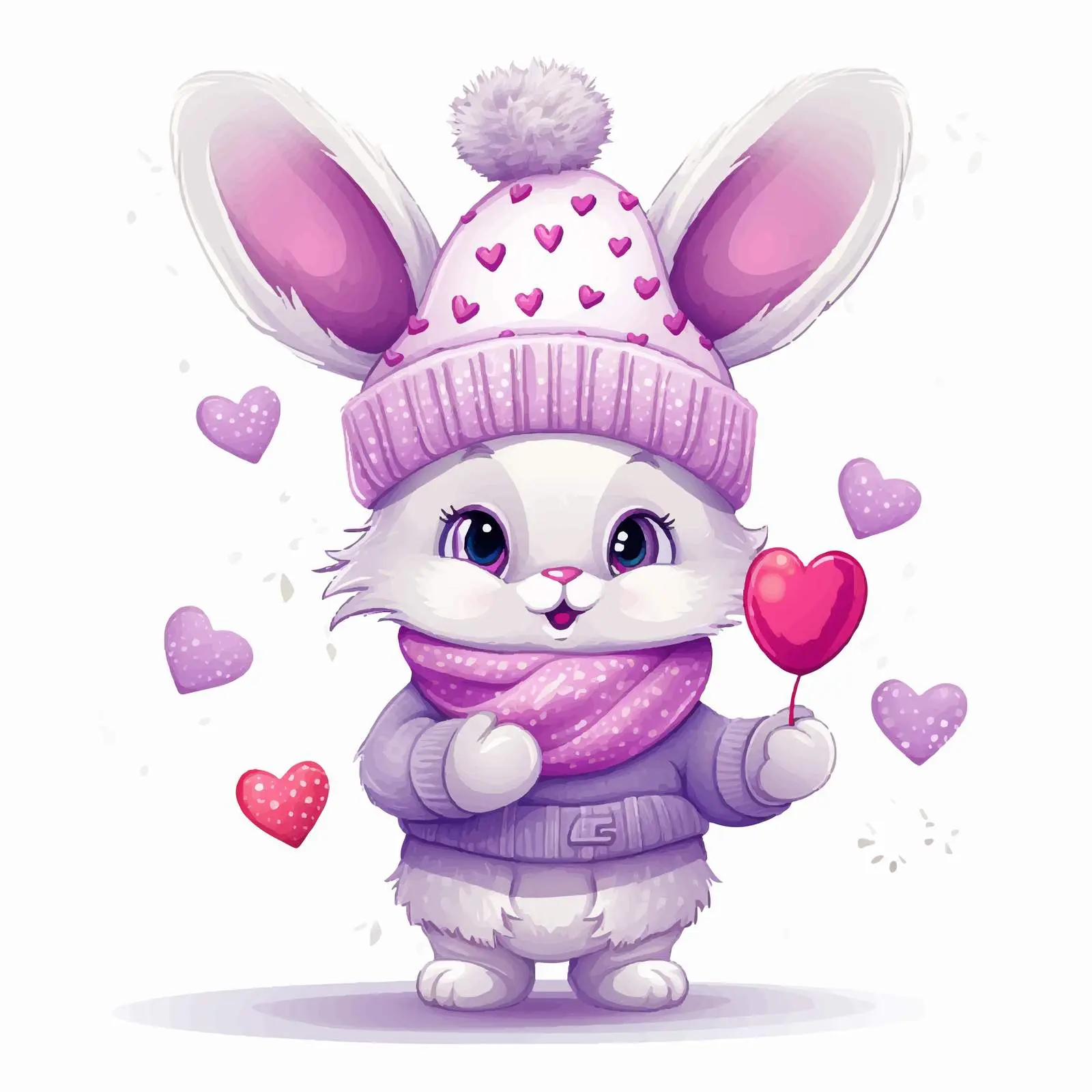 Cute Cartoon Rabbit Valentine's Day Card — free download from Dotvec