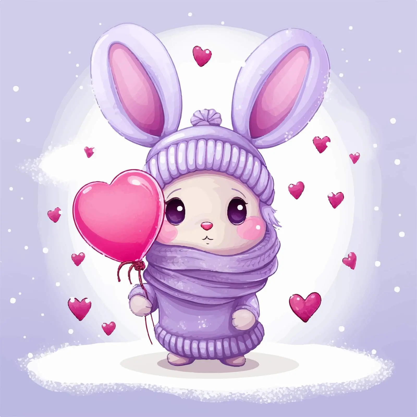 Cute Cartoon Rabbit Valentine's Day Card – free cutie image from Dotvec