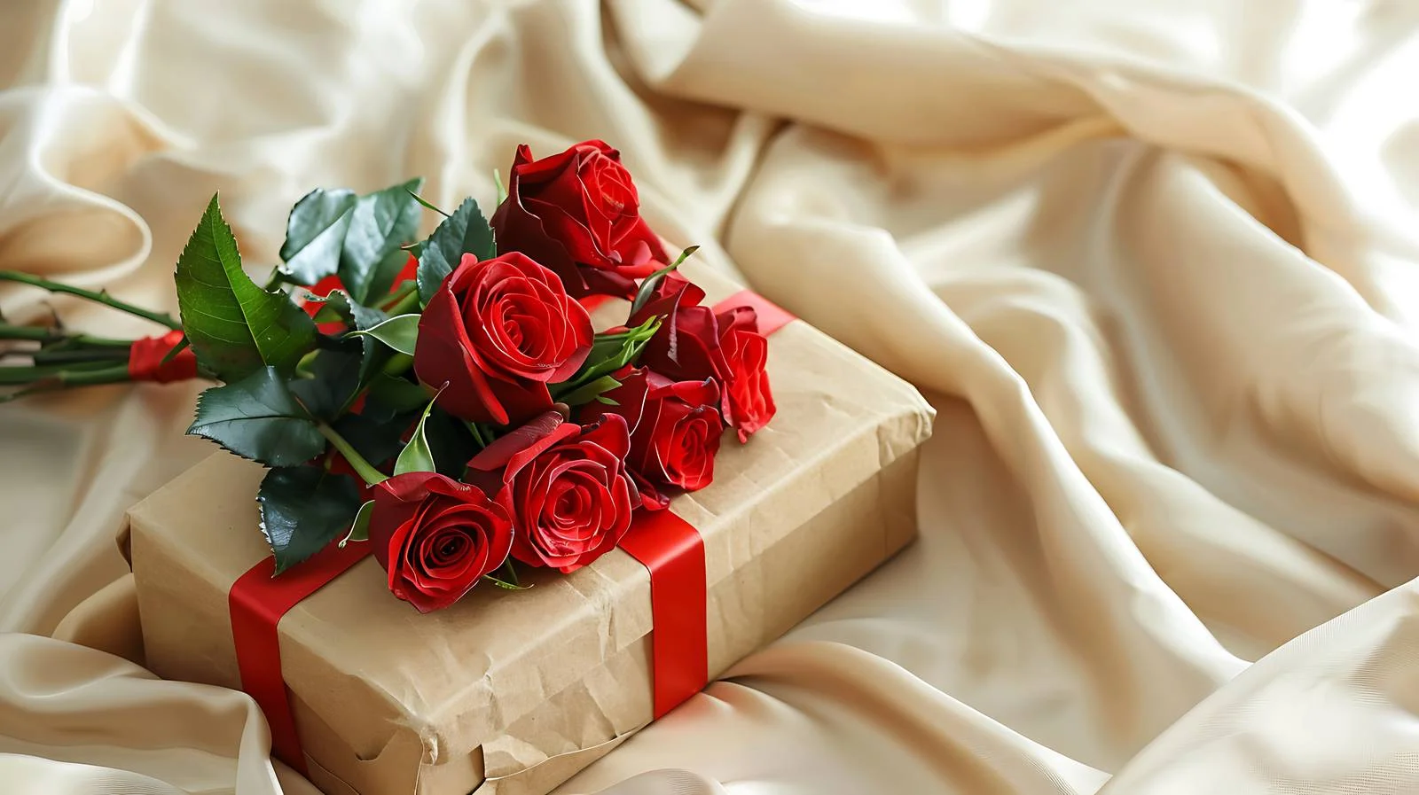 Romantic Red Roses and Gift Box Arrangement — free download from Dotvec