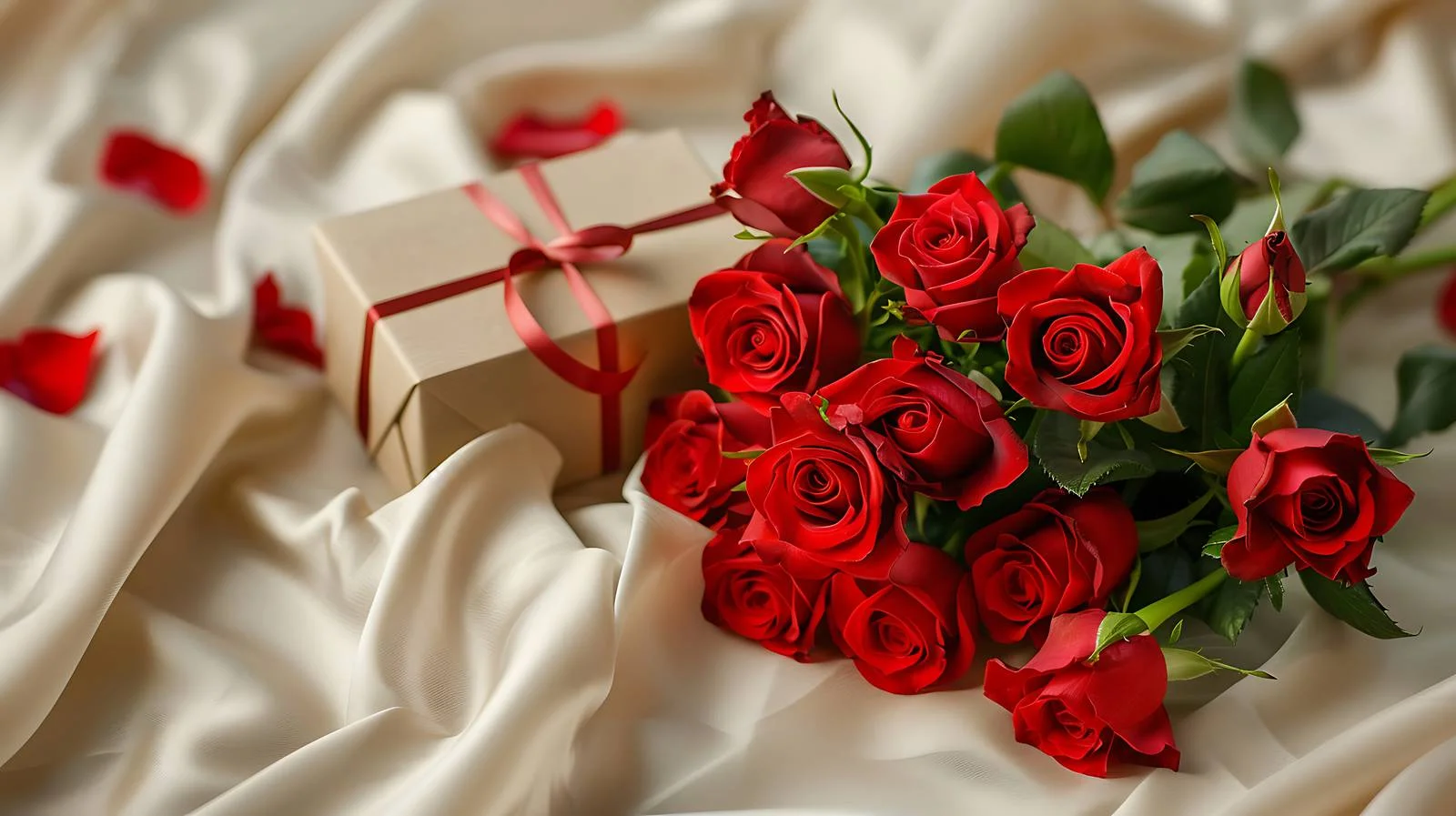 Romantic Red Roses Bouquet and Gift Box — free download from Dotvec