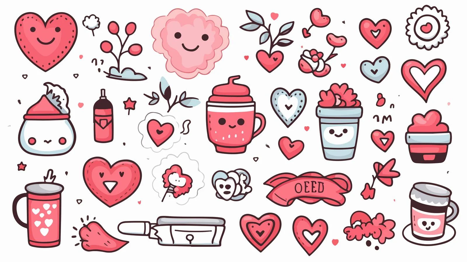Whimsical Valentine's Day Doodle Illustration — free download from Dotvec