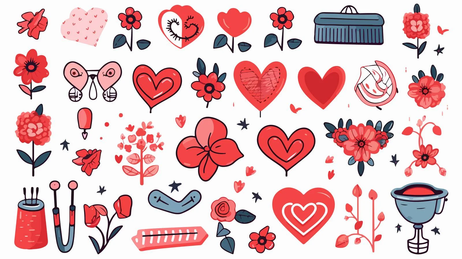 Whimsical Valentine's Day Sticker Illustration — free download from Dotvec