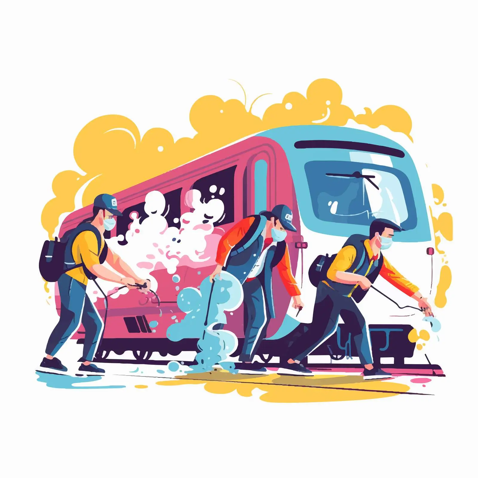 Vandals Painting Illegal Graffiti with Aerosol Paint — free download from Dotvec