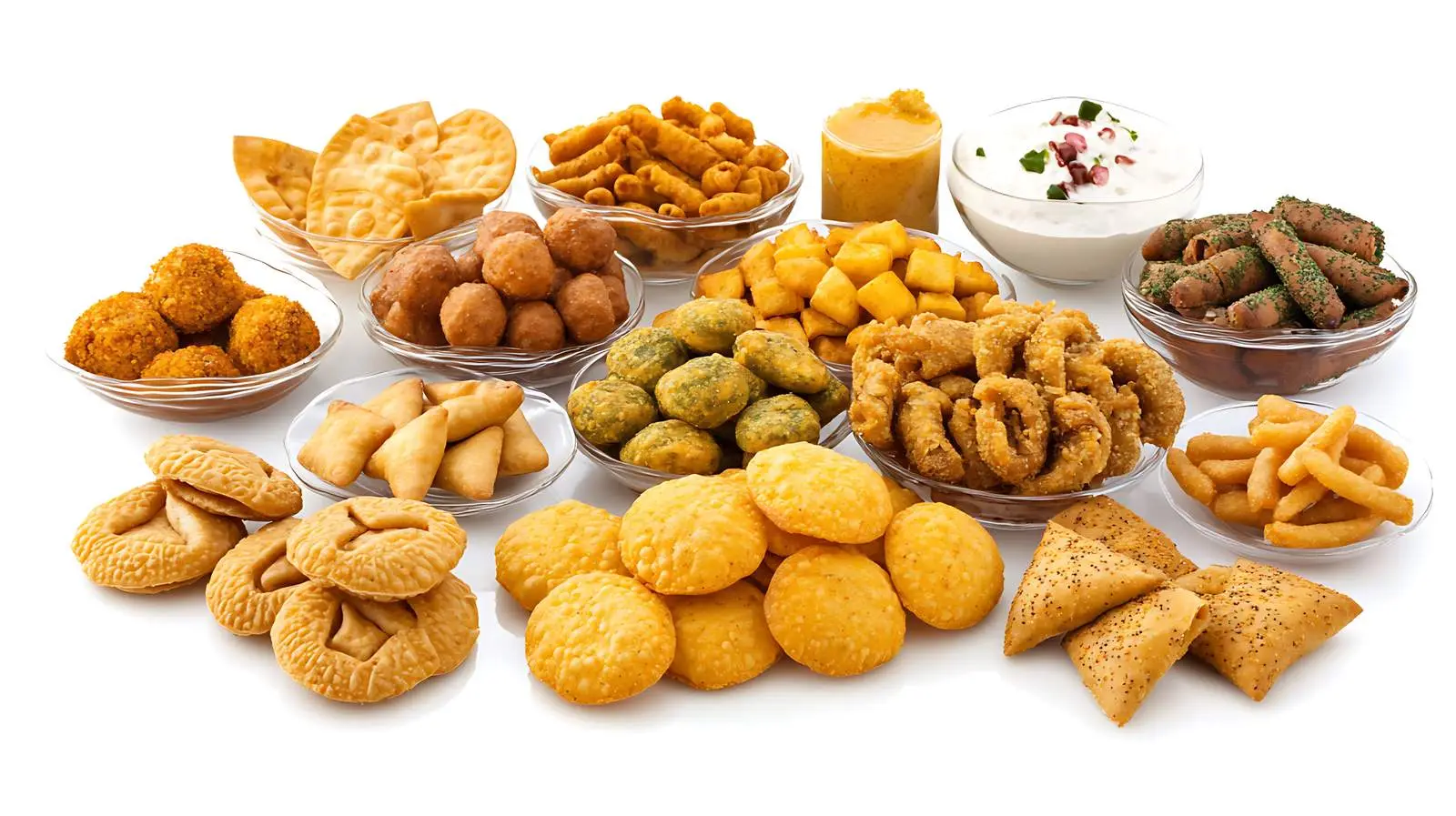 Assorted Indian Snacks on White Background — free download from Dotvec