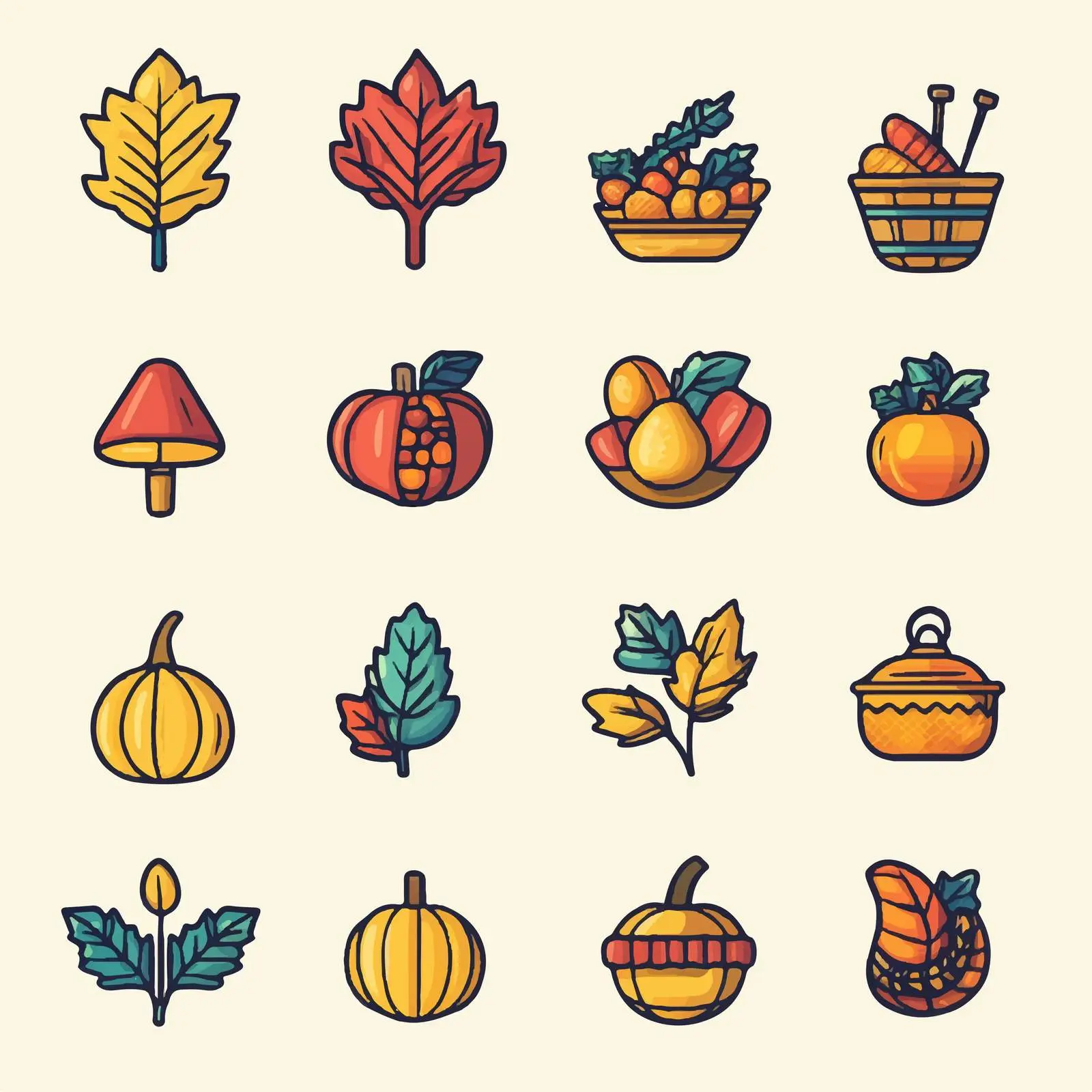 Thanksgiving Day Icon Set Vector Design — free download from Dotvec