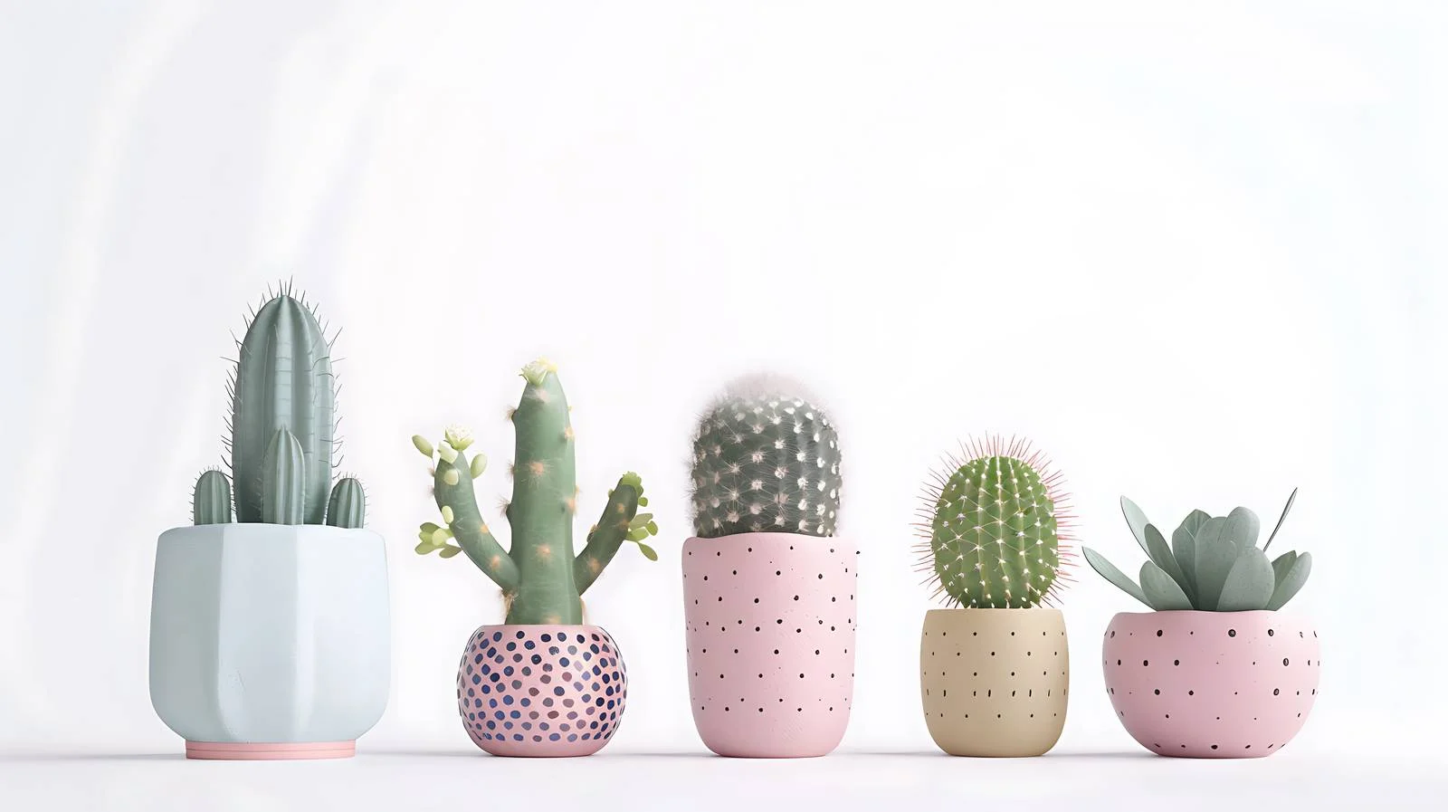 Diverse Cactus Plants in Bright Pots — free download from Dotvec