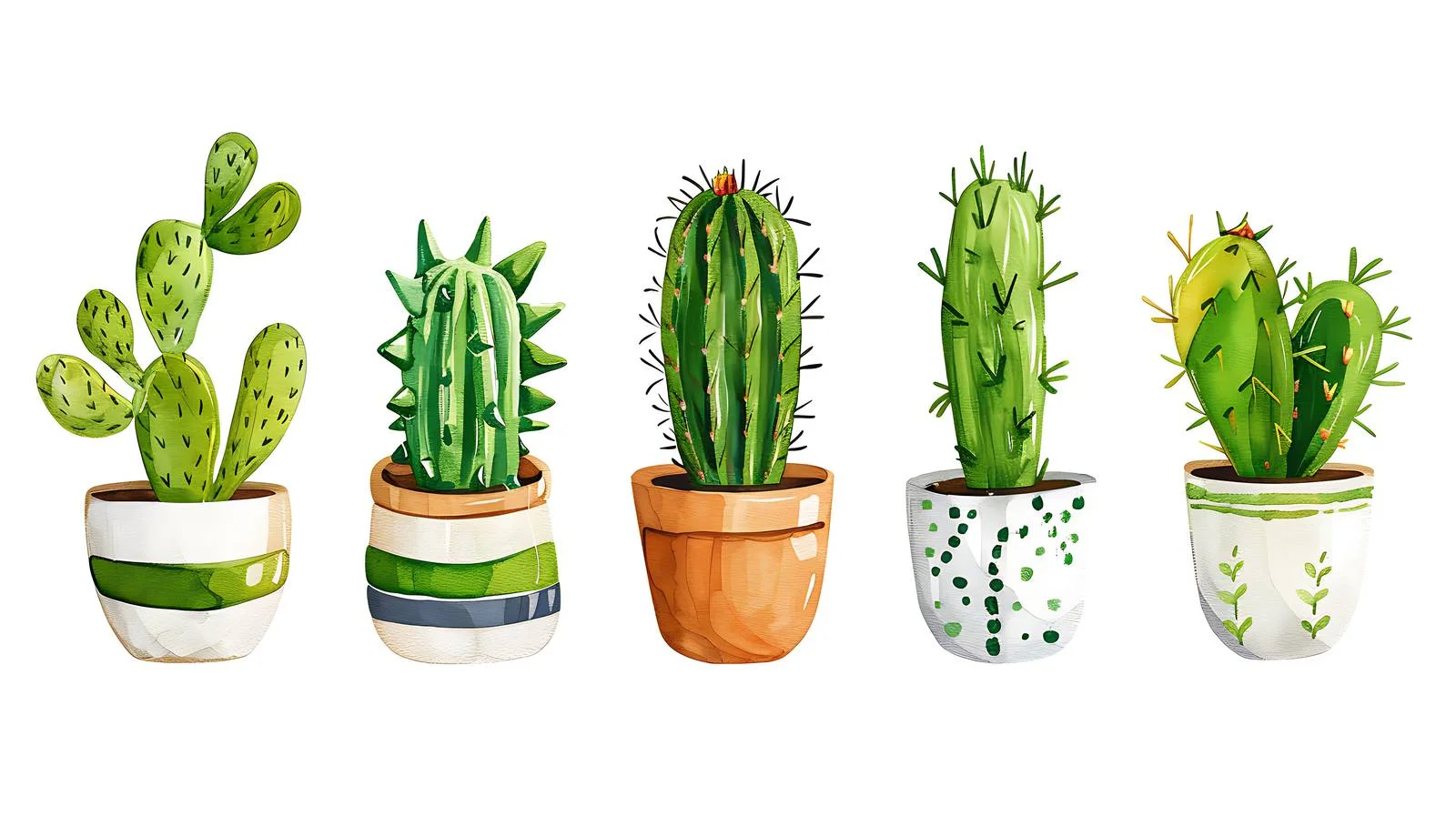 Assorted Cactus Plants on Bright Background — free download from Dotvec