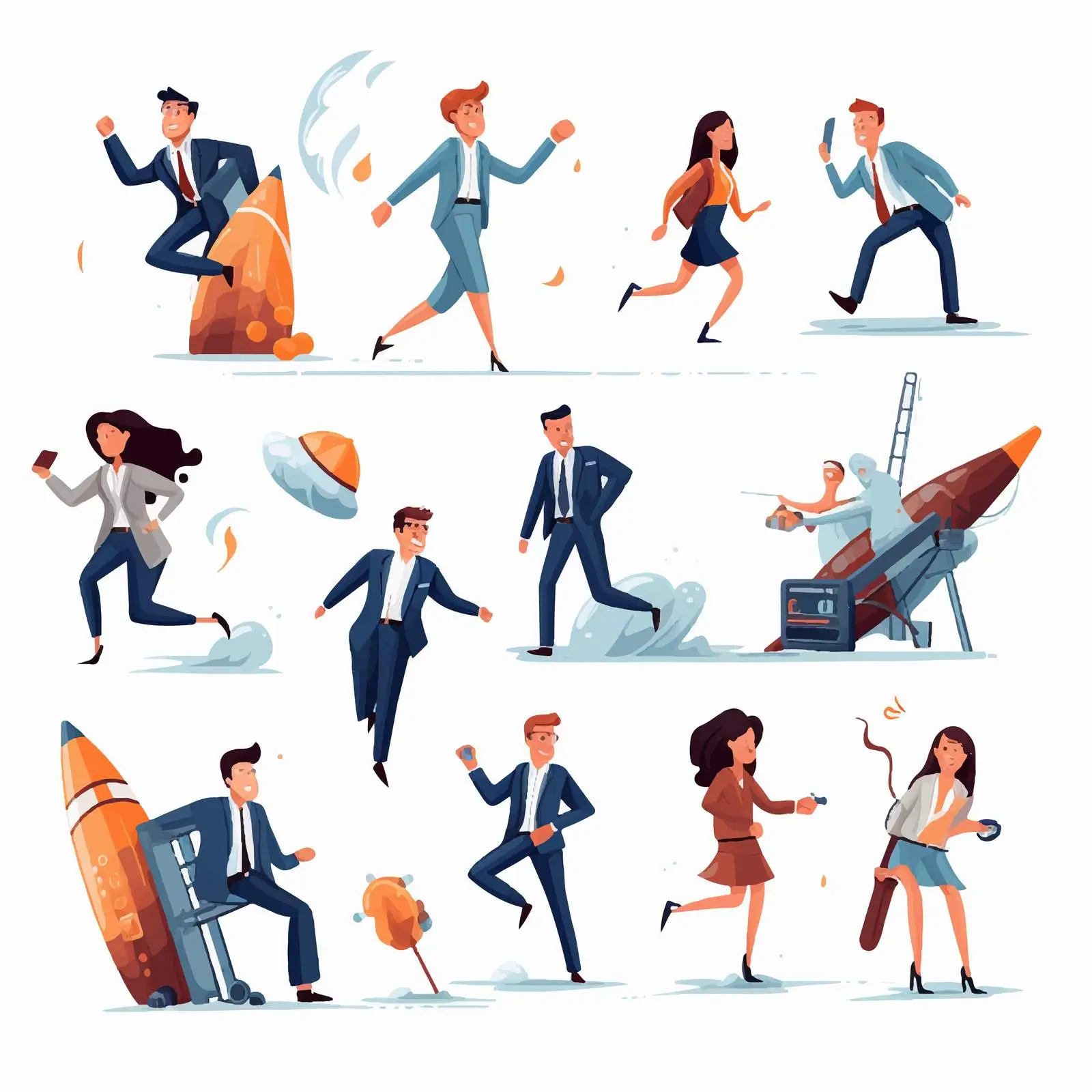 Cartoon People on Rocket Adventure Vector Design — free download from Dotvec