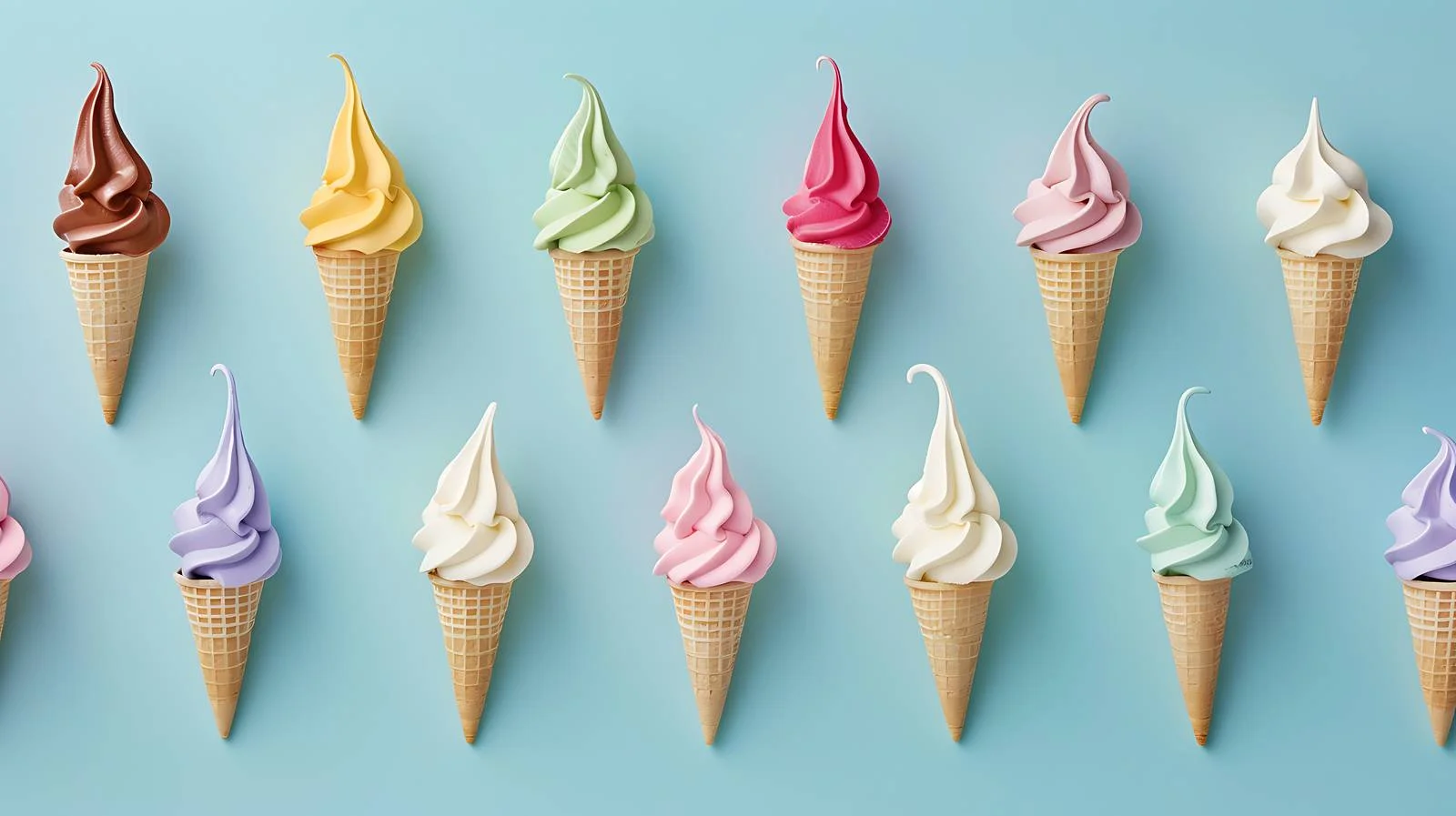 Assorted Ice Cream Cones on Blue — free download from Dotvec