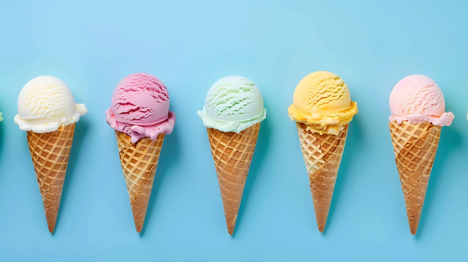 Assorted Ice Cream Cones on Blue — free download from Dotvec