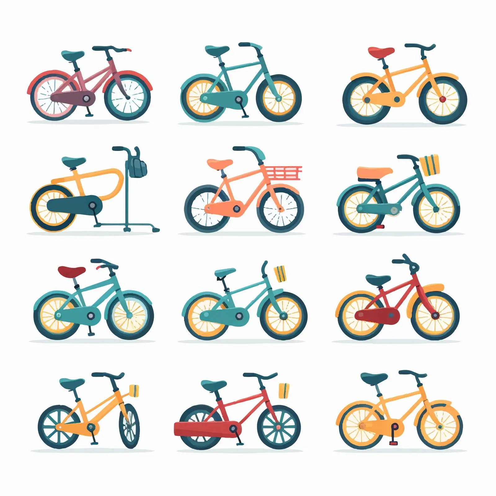 Colorful Kids Bikes Collection Vector Art — free download from Dotvec