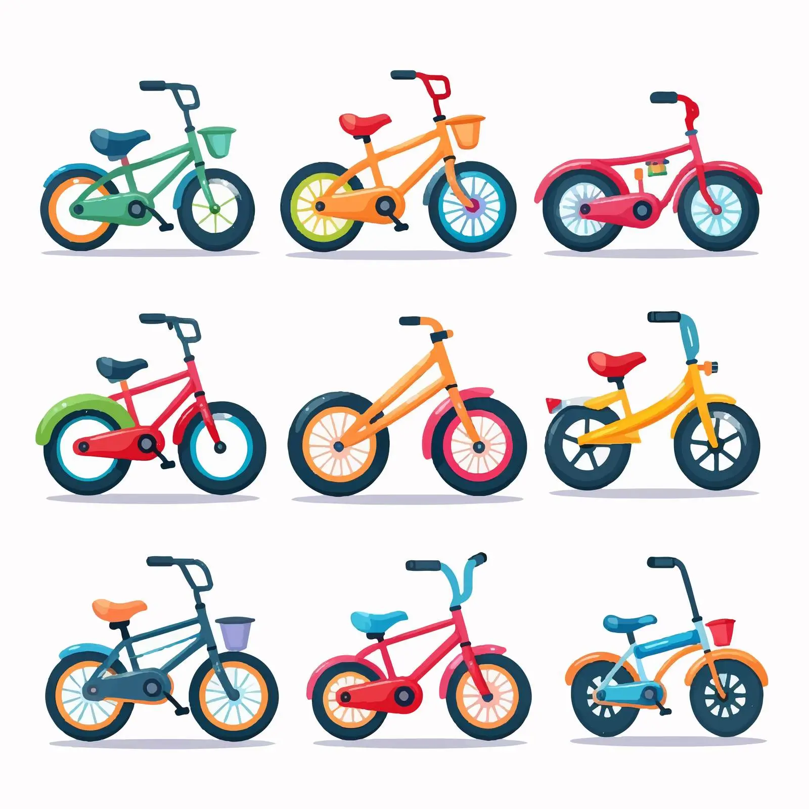 Colorful Kids Bikes Collection Vectors — free download from Dotvec