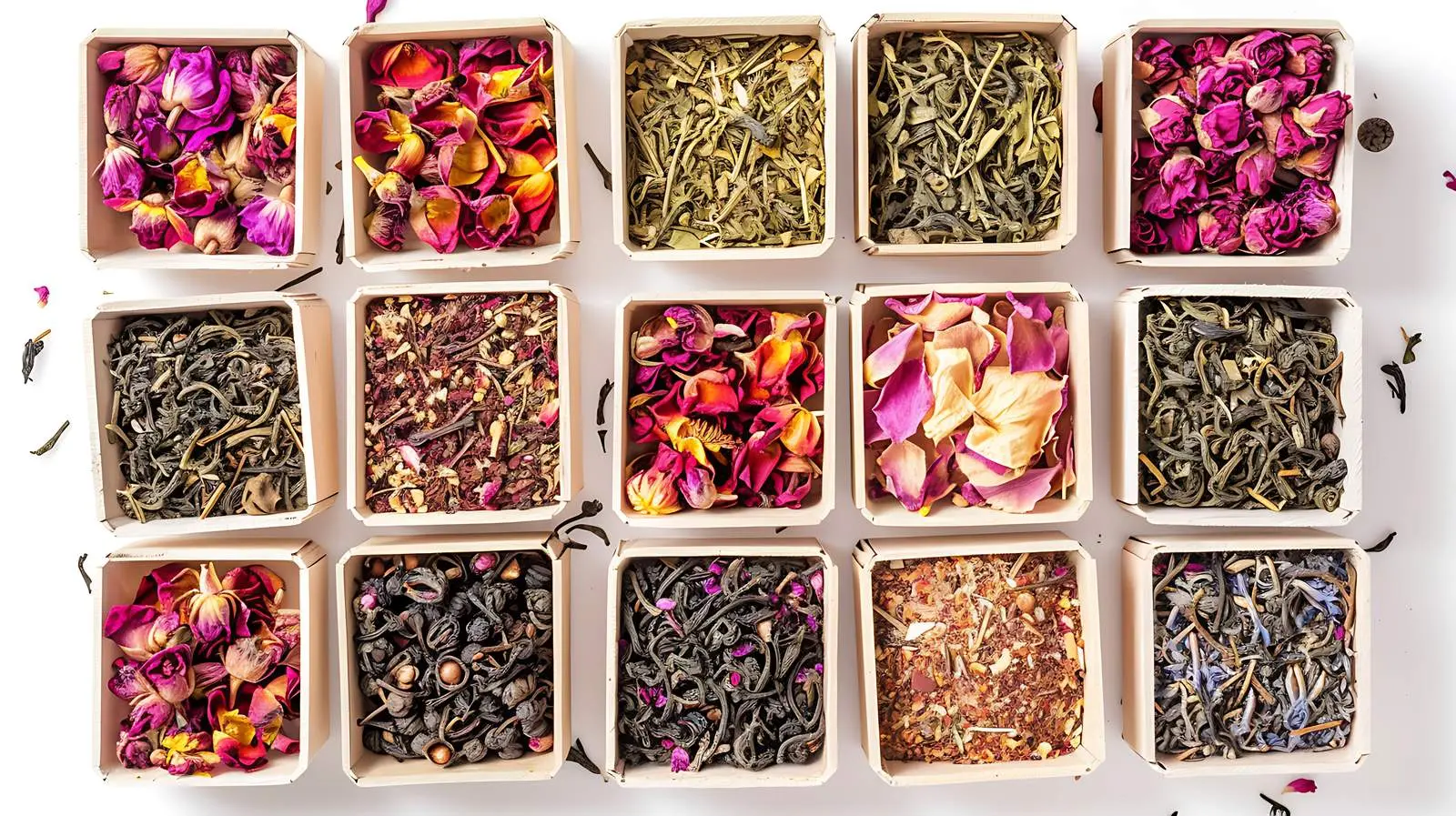 Dried Tea Flowers and Leaves in Boxes — free download from Dotvec