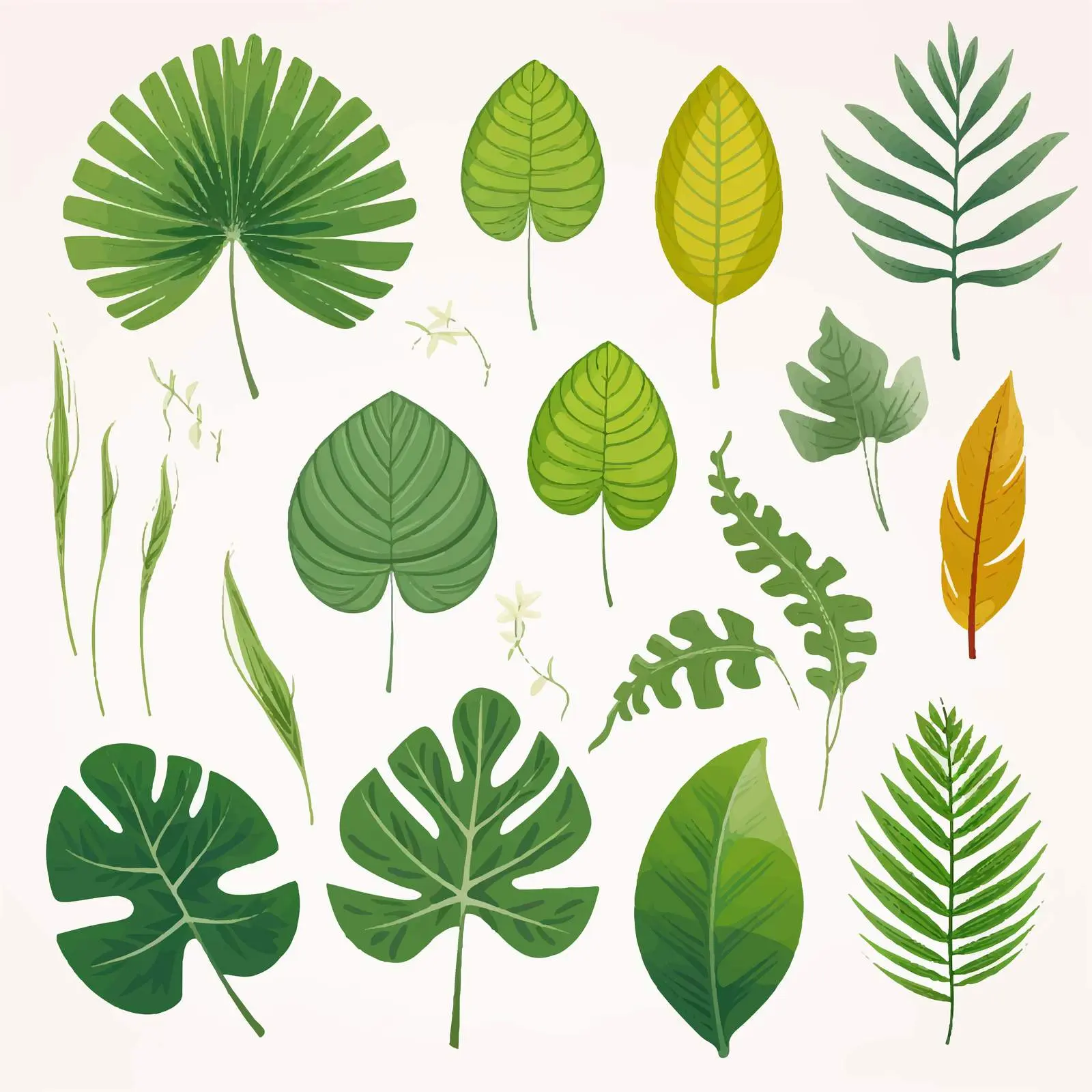 Tropical Leaves Vector on Transparent Background – free plant graphics image from Dotvec