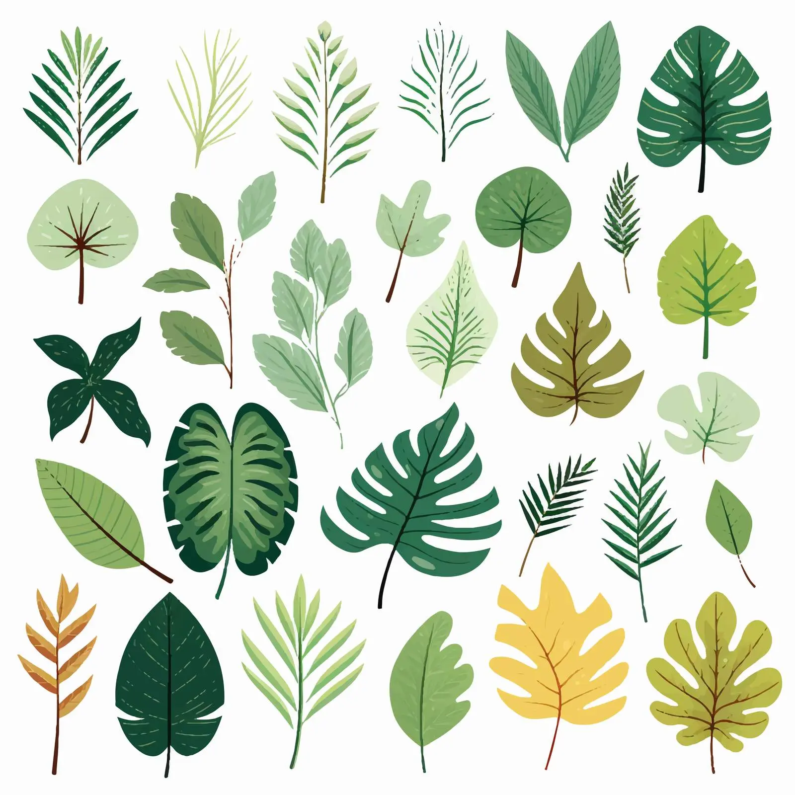 Tropical Leaves Vector on Transparent Background — free download from Dotvec