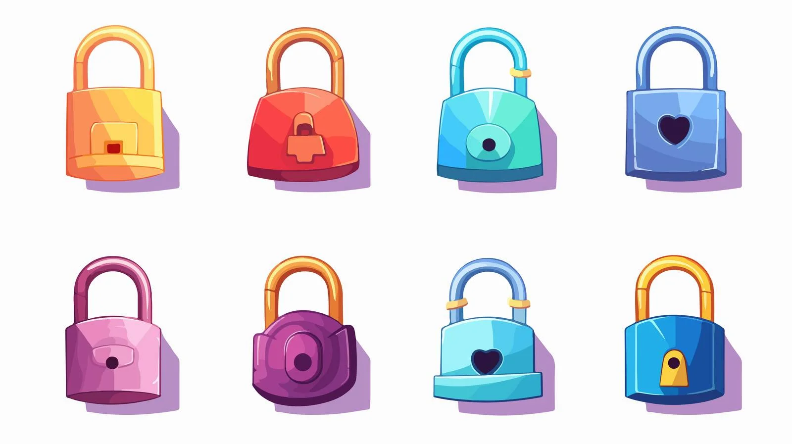 Colorful Cartoon Iron Padlock Illustration — free download from Dotvec