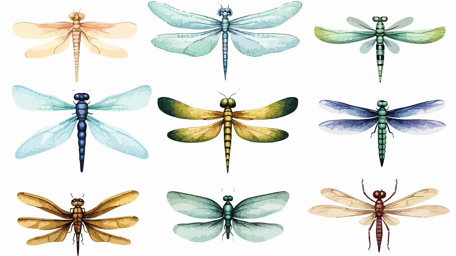 Diverse Dragonflies in Varied Poses — free download from Dotvec
