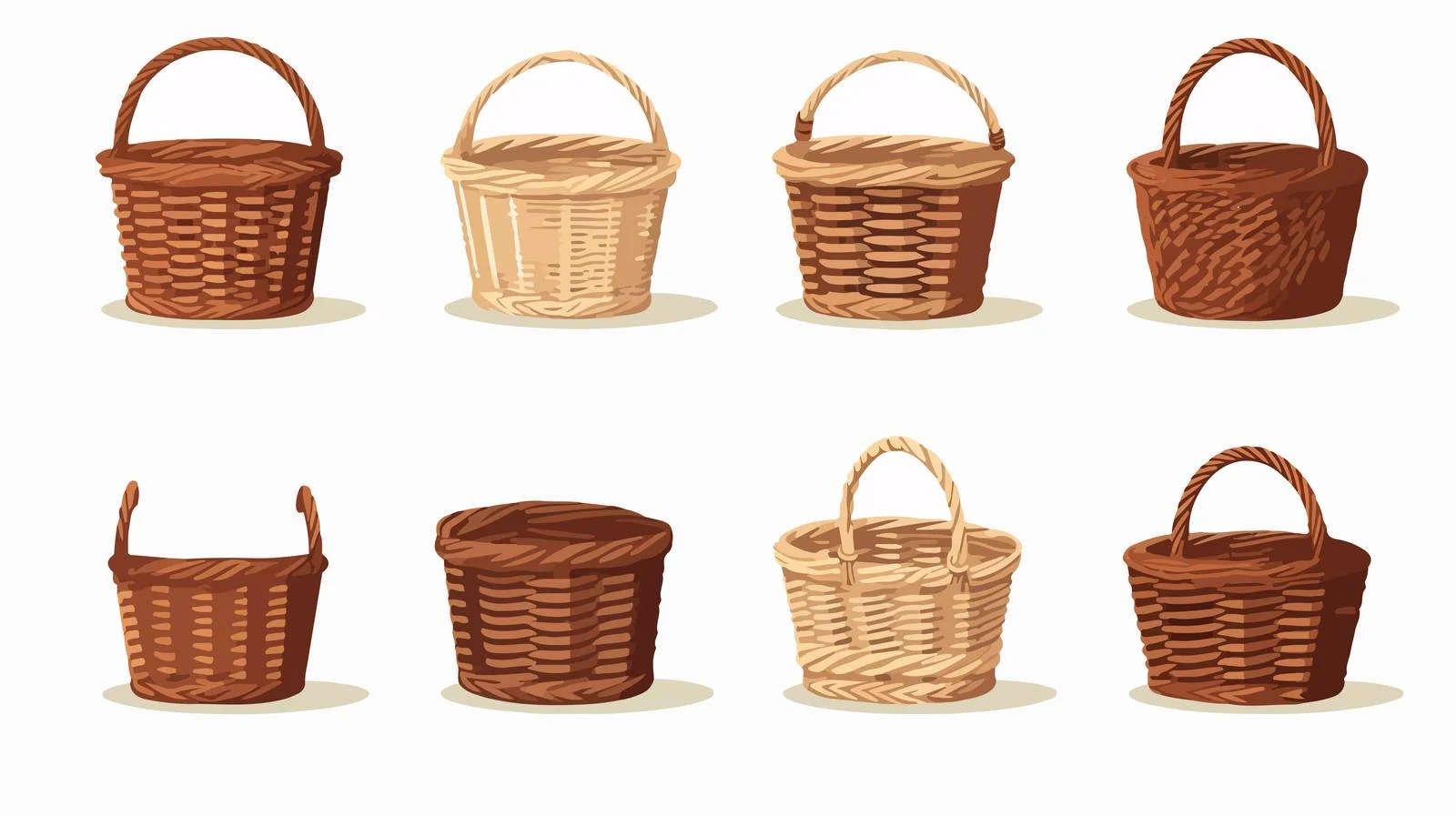 Assorted Realistic Wicker Baskets Illustration — free download from Dotvec