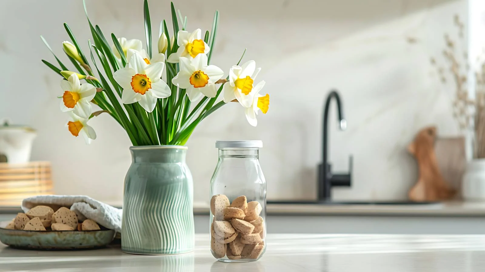 Elegant Narcissus Flowers Vase — free download from Dotvec