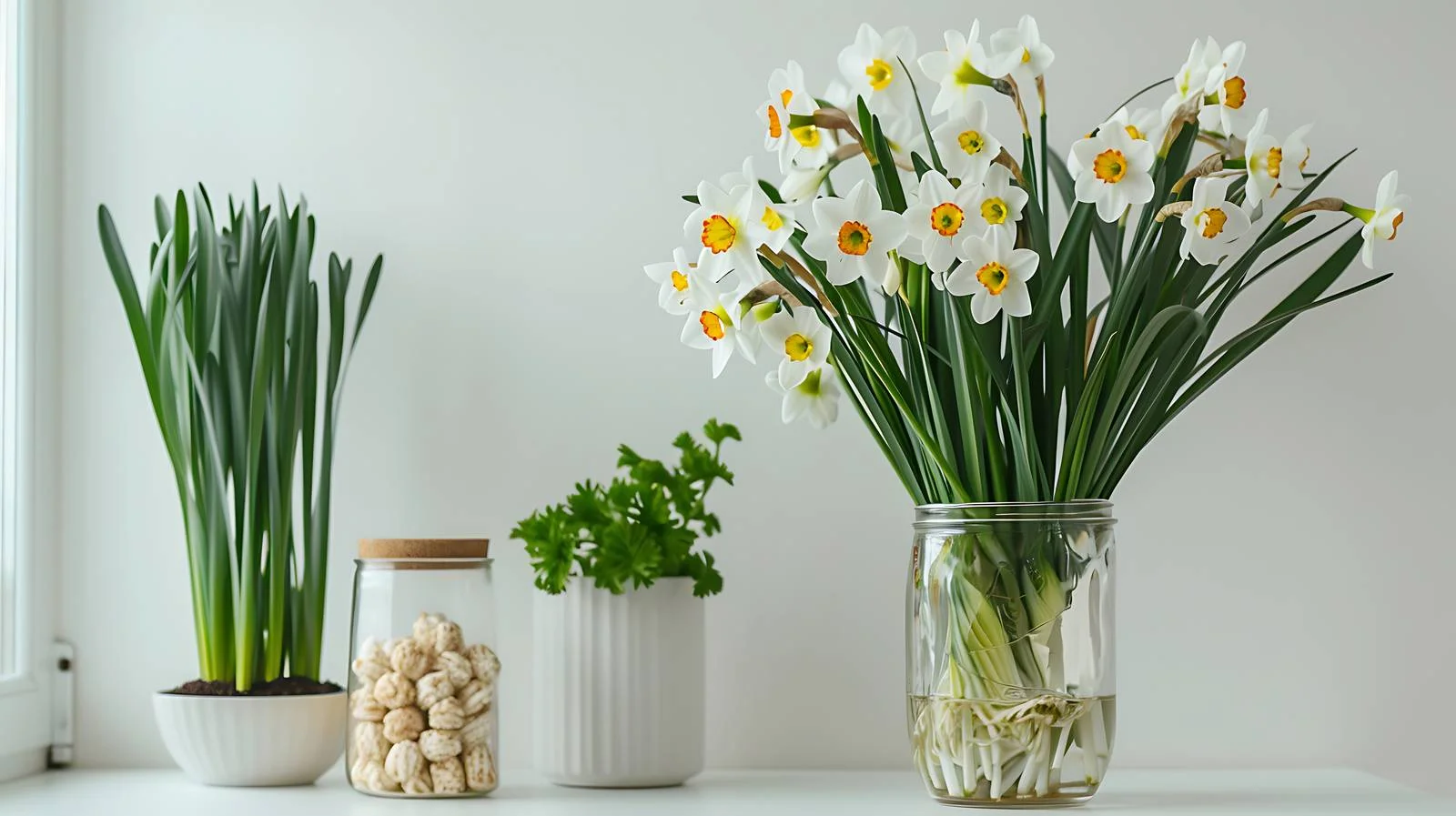 Blooming Narcissus Flowers in Vase — free download from Dotvec