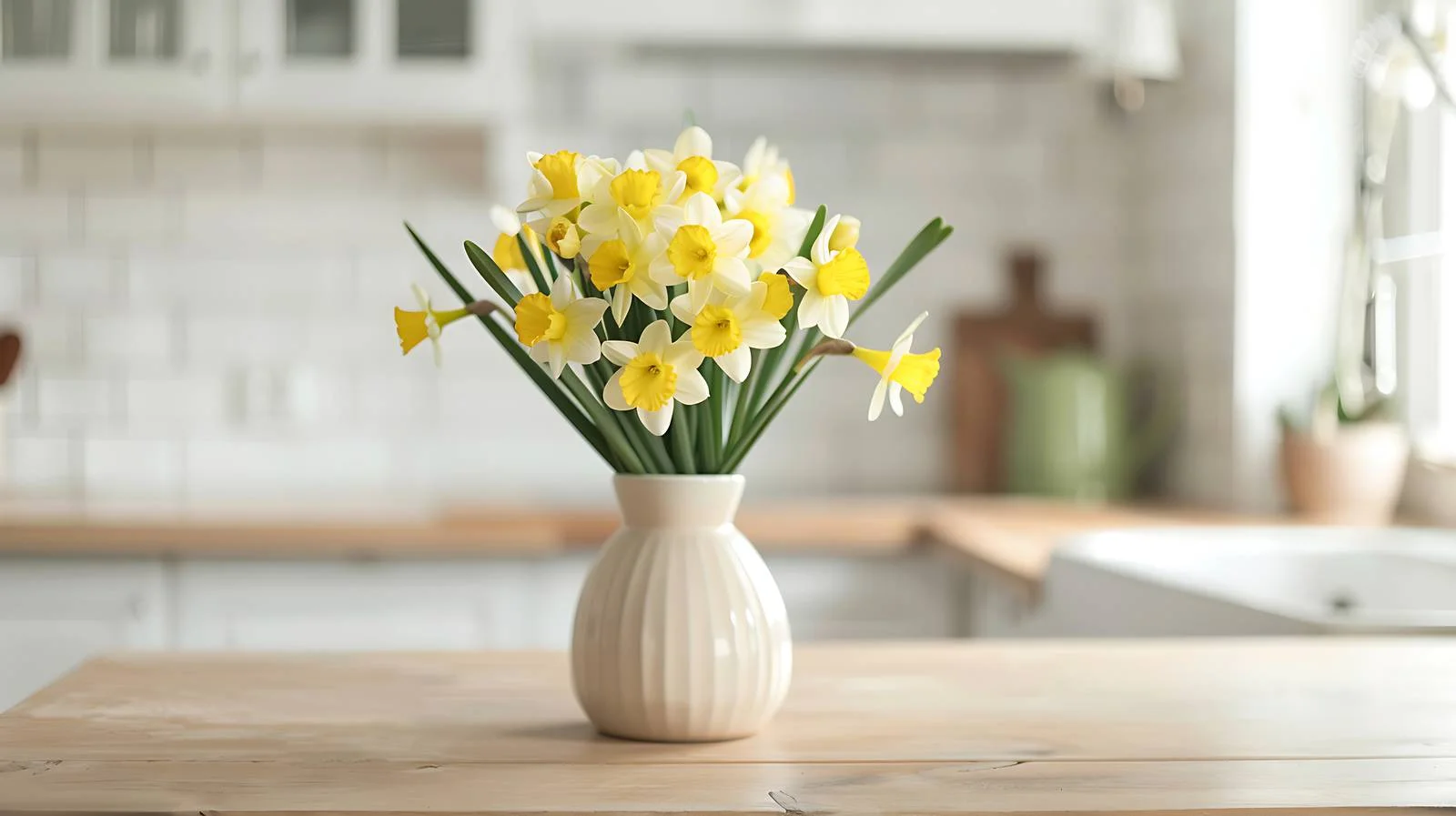 Vase with Blooming Narcissus Flowers Displayed — free download from Dotvec