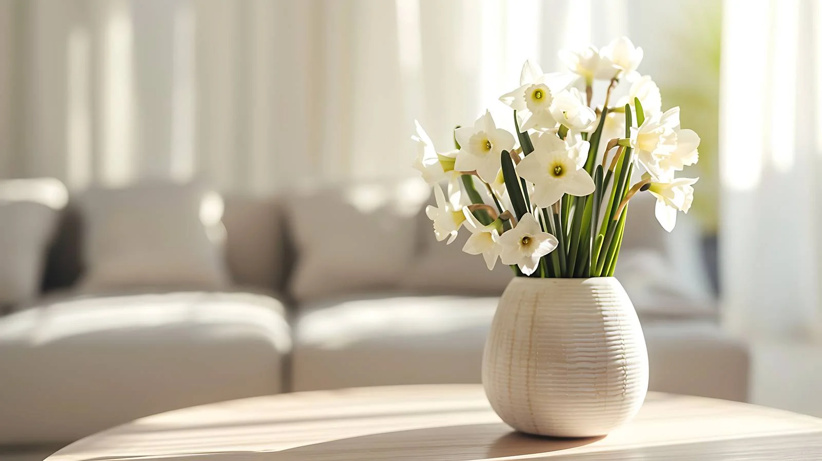 Elegant Narcissus Flowers Vase Table Setting — free download from Dotvec