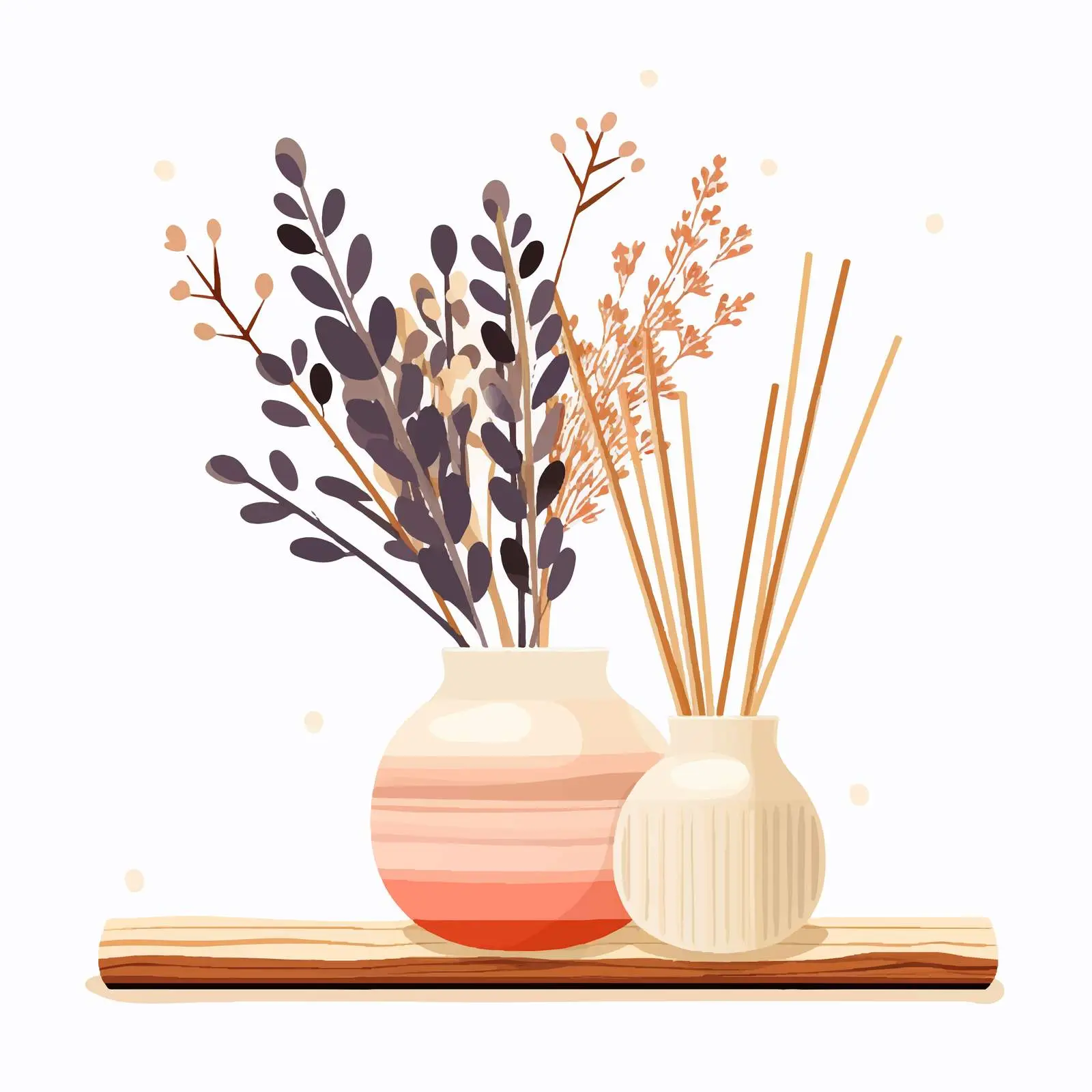 Hygge Home Decor Vase with Reeds and Candle — free download from Dotvec