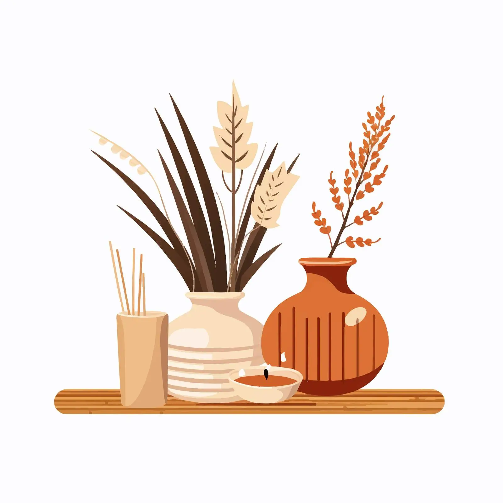 Hygge Home Decor with Vase, Candle, and Reeds – free artisan quality image from Dotvec