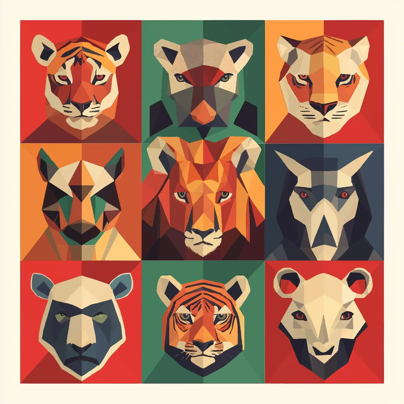Flat Vector Animal Illustrations in Frames — free download from Dotvec